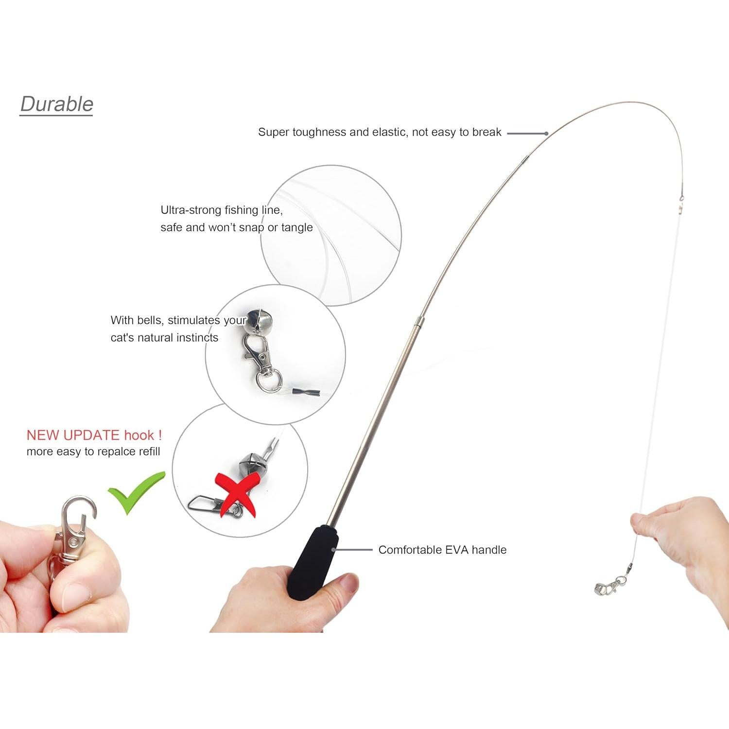 Varita Interactiva para Gatos YOOGAO Telescópica con Plumas