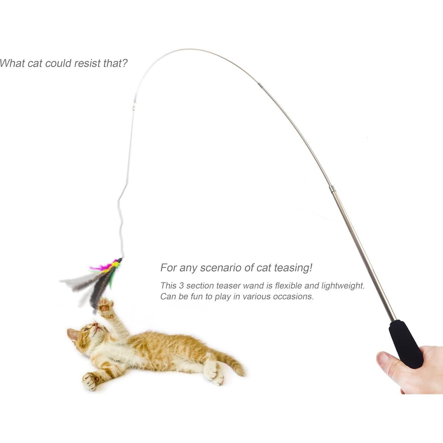 Varita Interactiva para Gatos YOOGAO Telescópica con Plumas