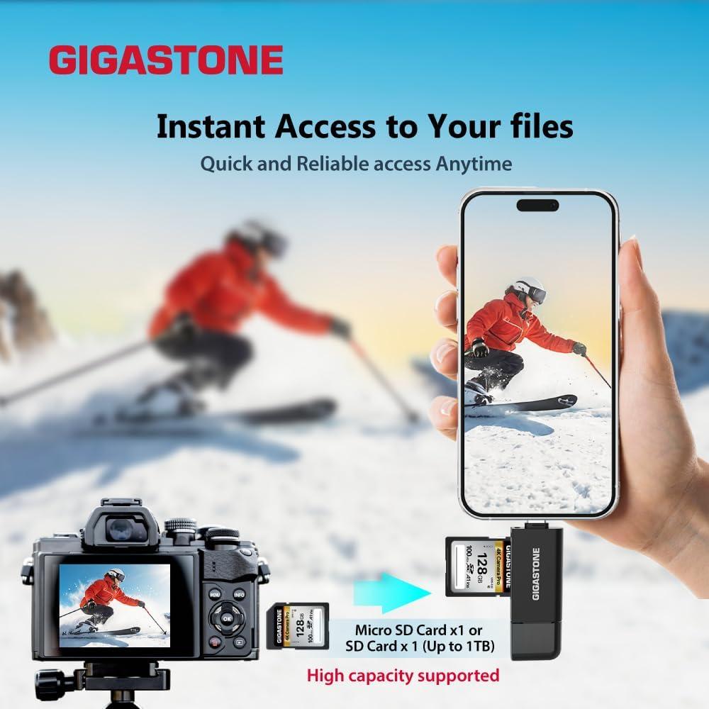 Lector de Tarjetas Gigastone 5-en-1 USB-A USB-C SD Micro SD