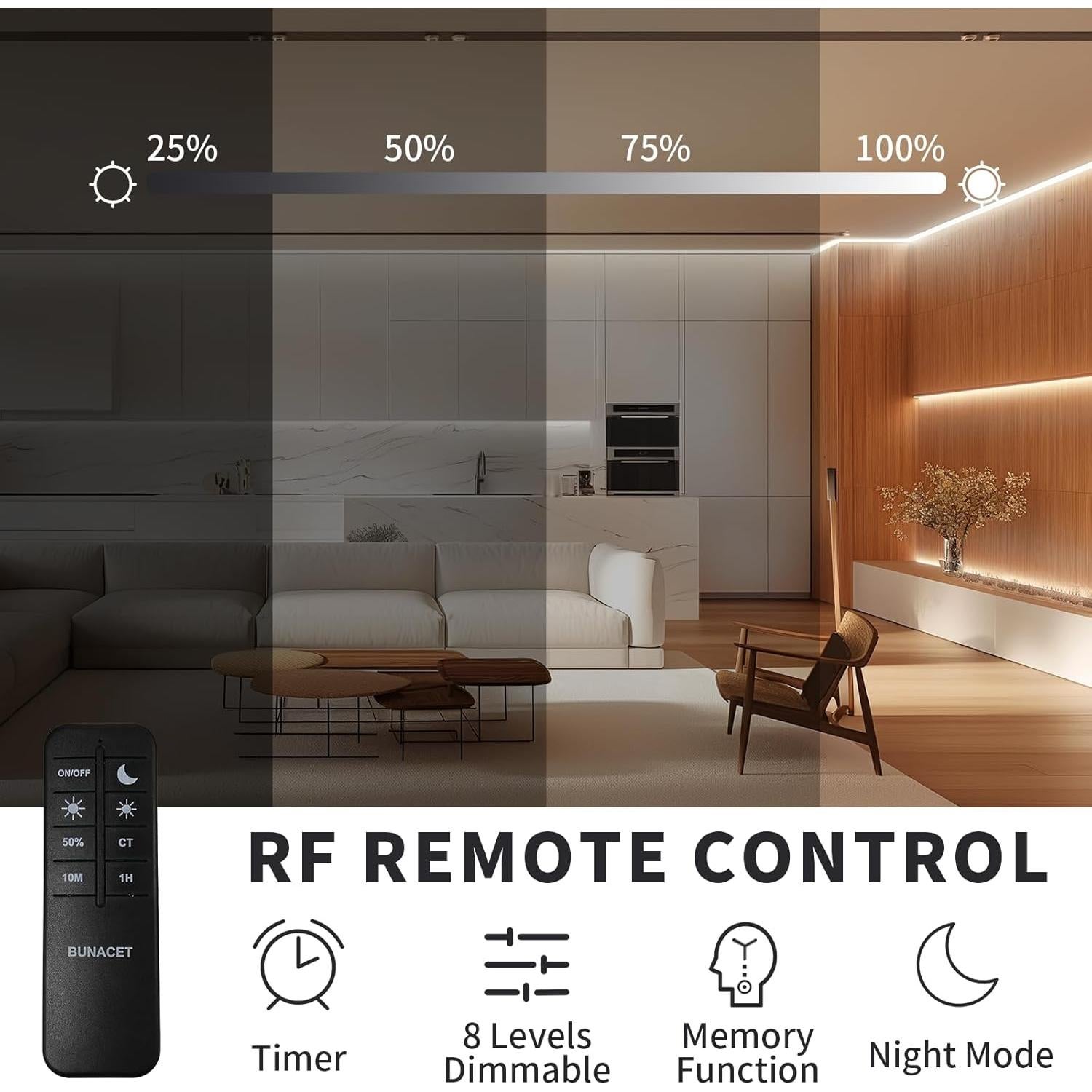 Tira de LED COB 24m BUNACET Regulable 6500K con Control Remoto
