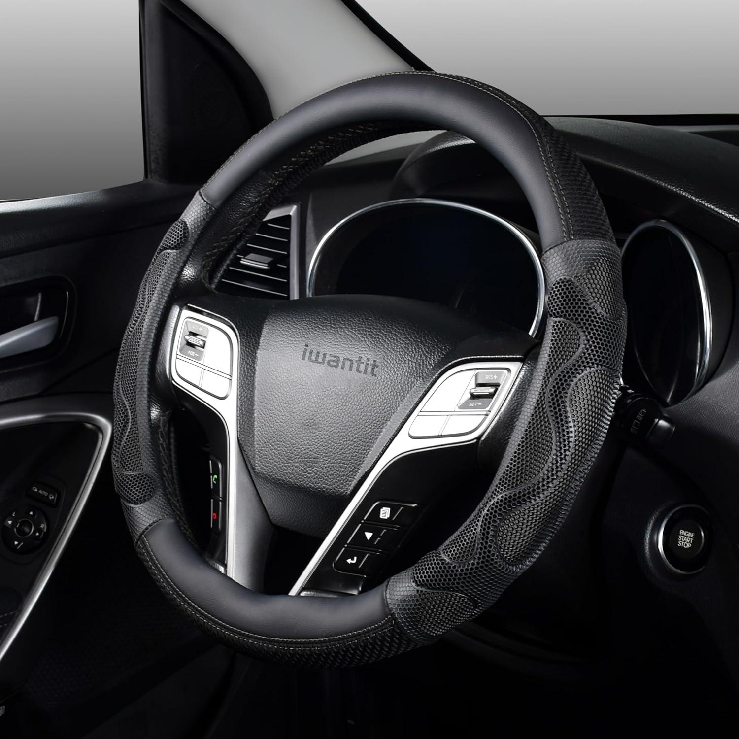 Funda de Volante Iwantit 3D Antideslizante 14.5-15" Negra