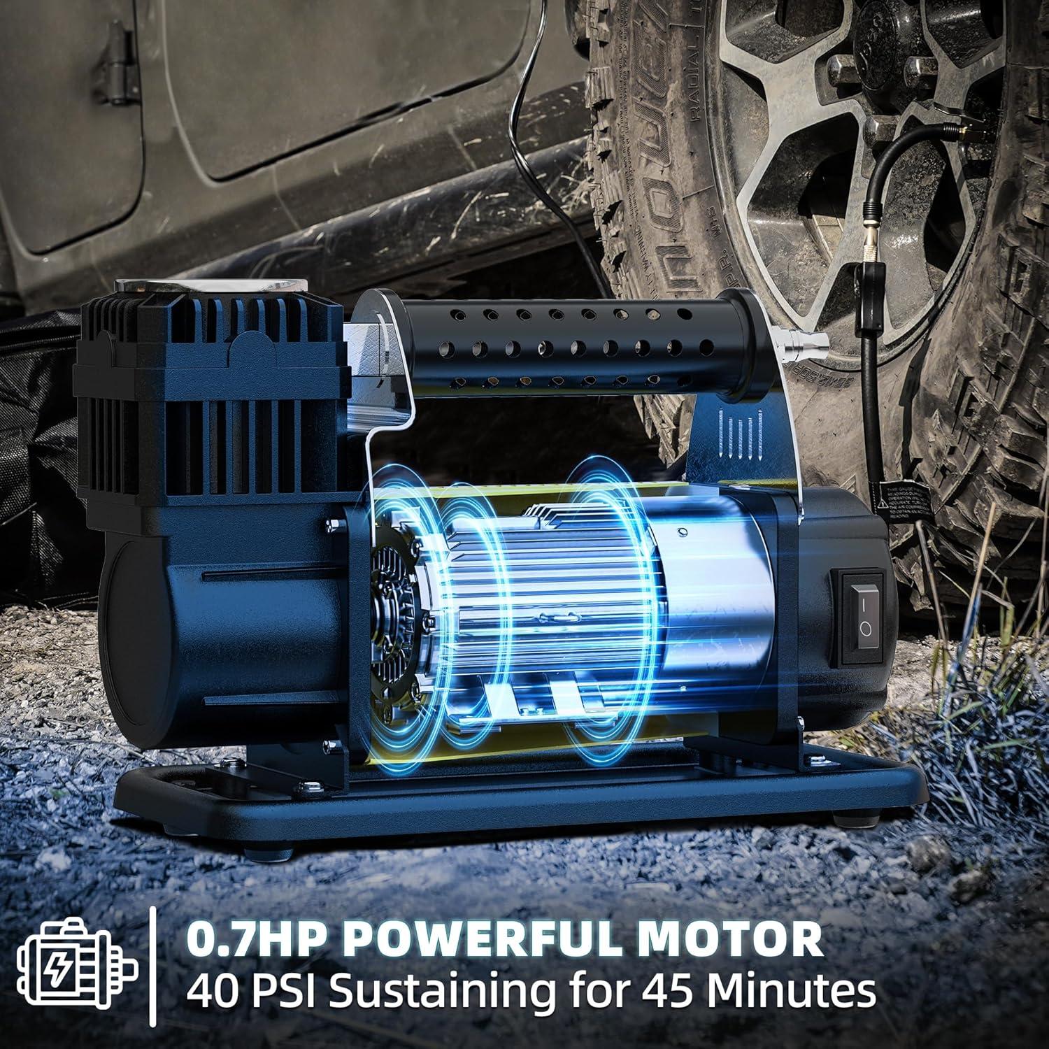 Compresor de Aire SAMOUT 12V 7.06 CFM 150 PSI para Neumáticos Offroad
