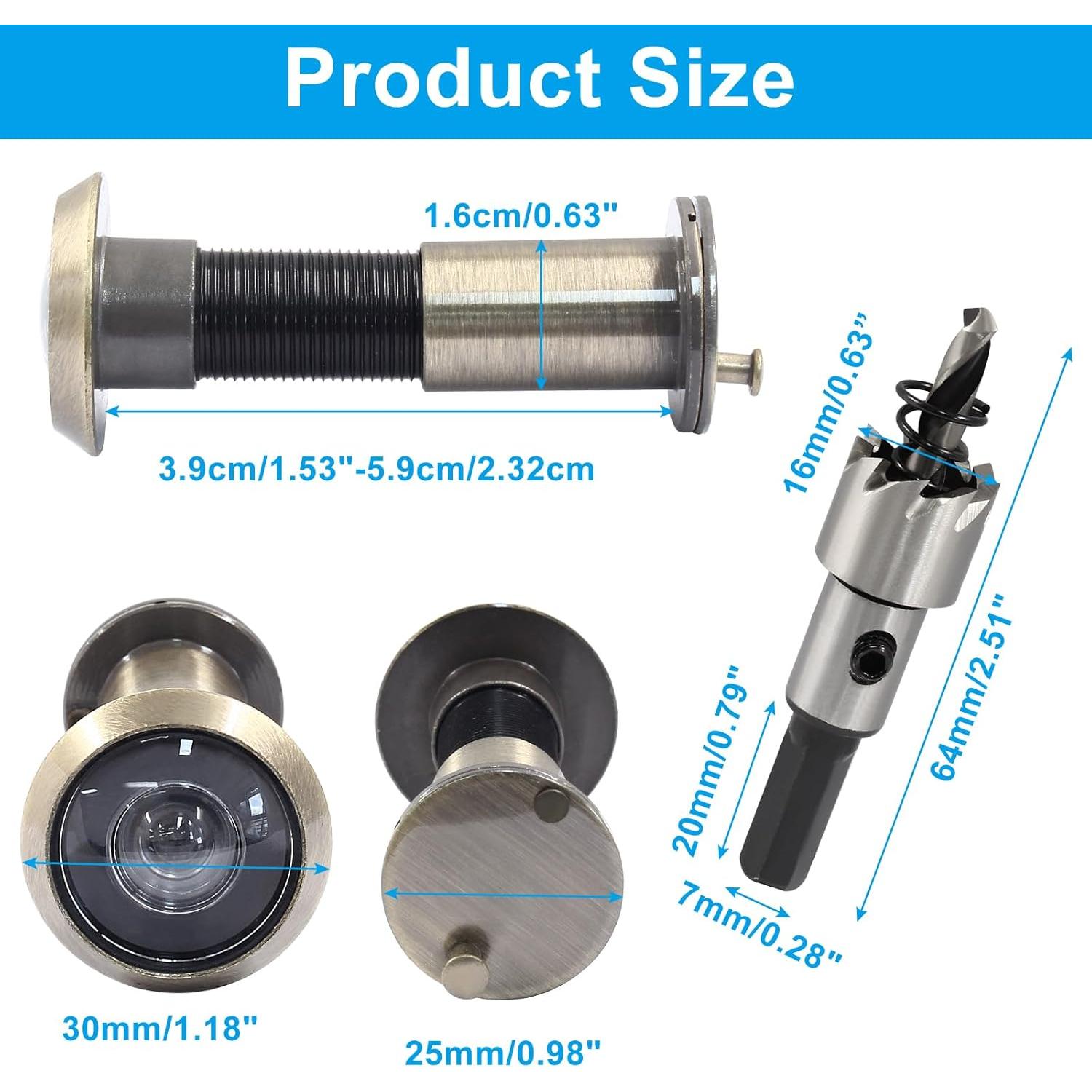 Mirilla de Puerta Waziaqoc Bronce Antiguo Ajustable 3.9-5.9cm