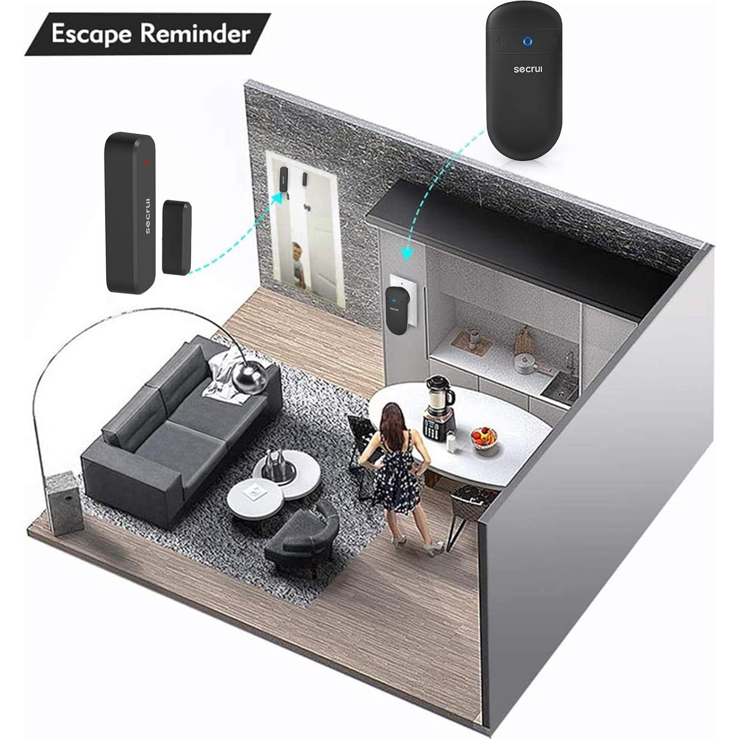 Timbre de Puerta Inalámbrico SECRUI M508+D7, 400 pies, Negro