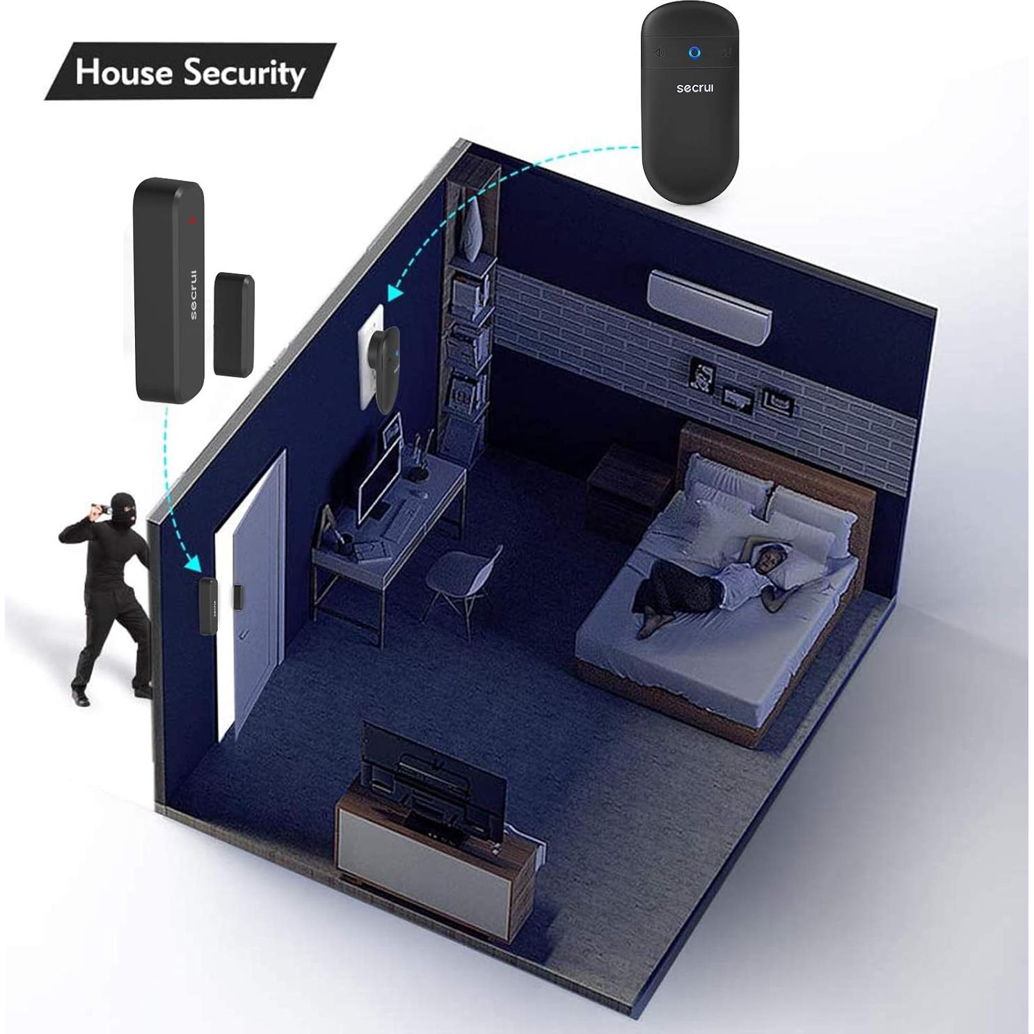 Timbre de Puerta Inalámbrico SECRUI M508+D7, 400 pies, Negro