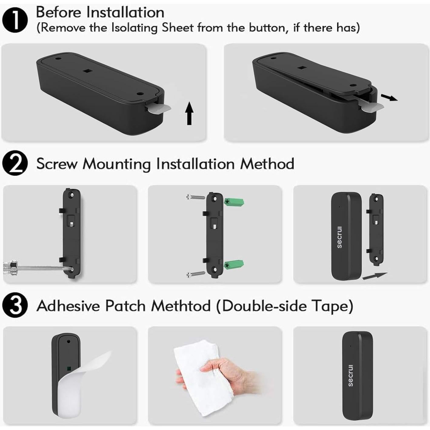 Timbre de Puerta Inalámbrico SECRUI M508+D7, 400 pies, Negro