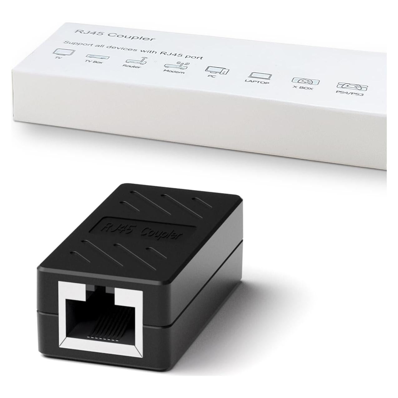 Acoplador RJ45 Dingsun Hembra a Hembra para Ethernet Cat5e/6/7 - Negro