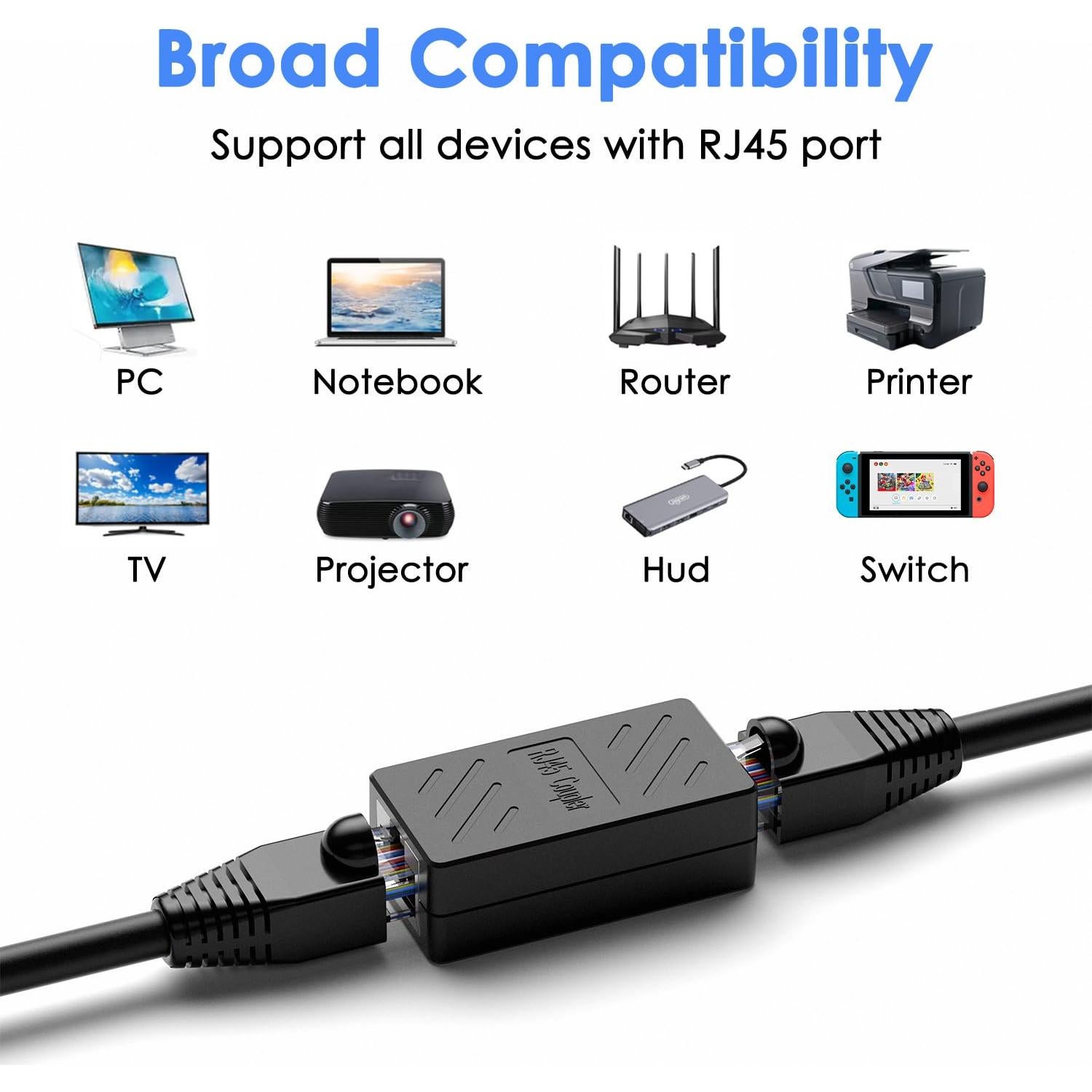 Acoplador RJ45 Dingsun Hembra a Hembra para Ethernet Cat5e/6/7 - Negro