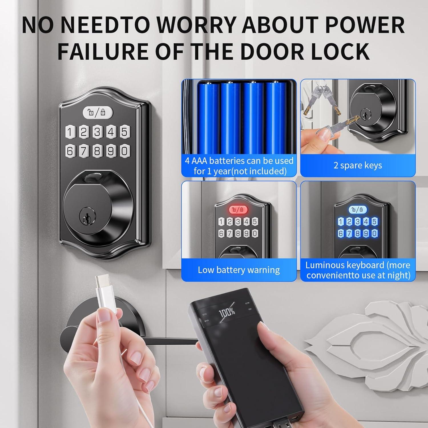 Cerradura Biométrica LCWZSA K6 con Manijas - Sin Llave, Negro