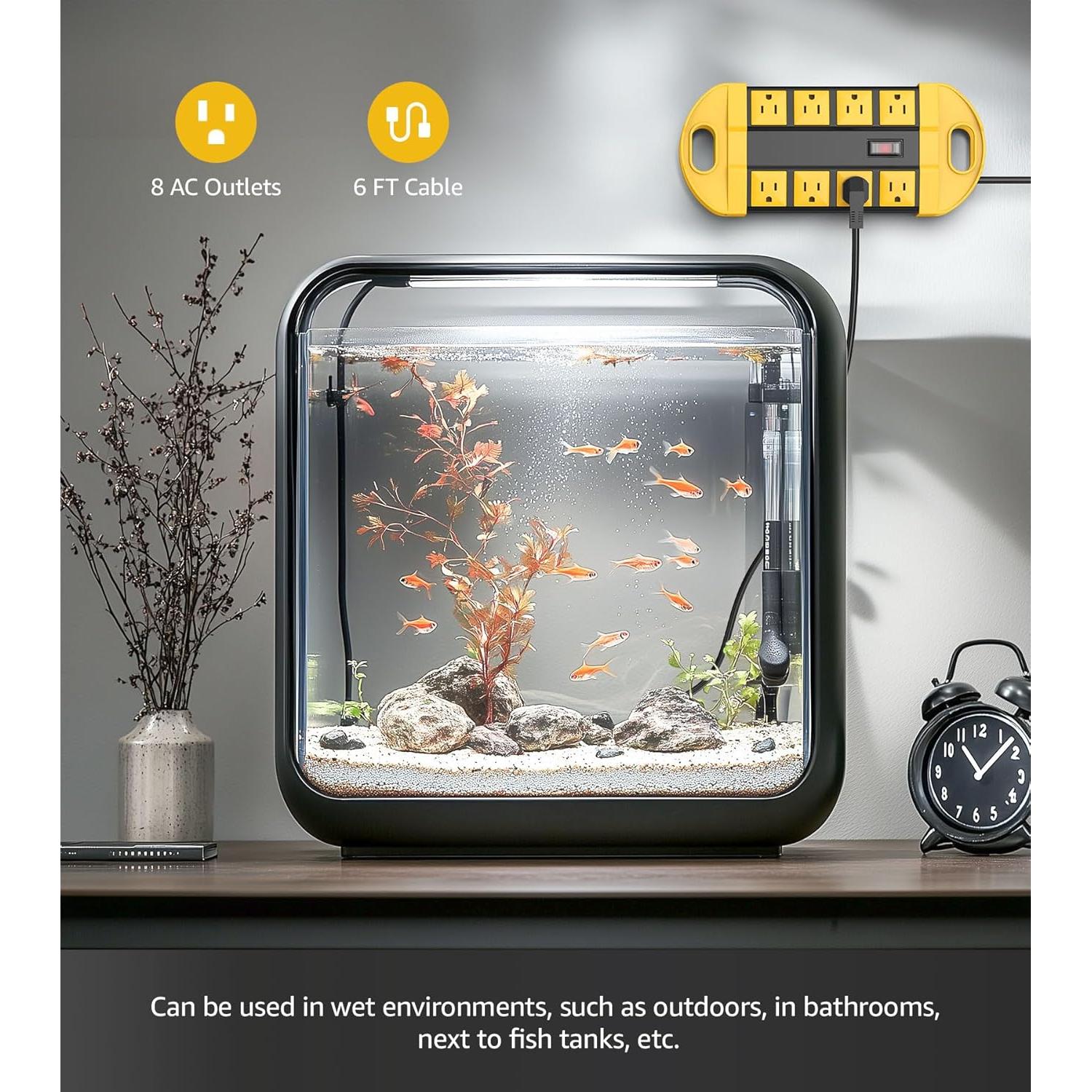 Tira de Energía Exterior CCCEI 1.83M Amarillo IPX6 8 Salidas