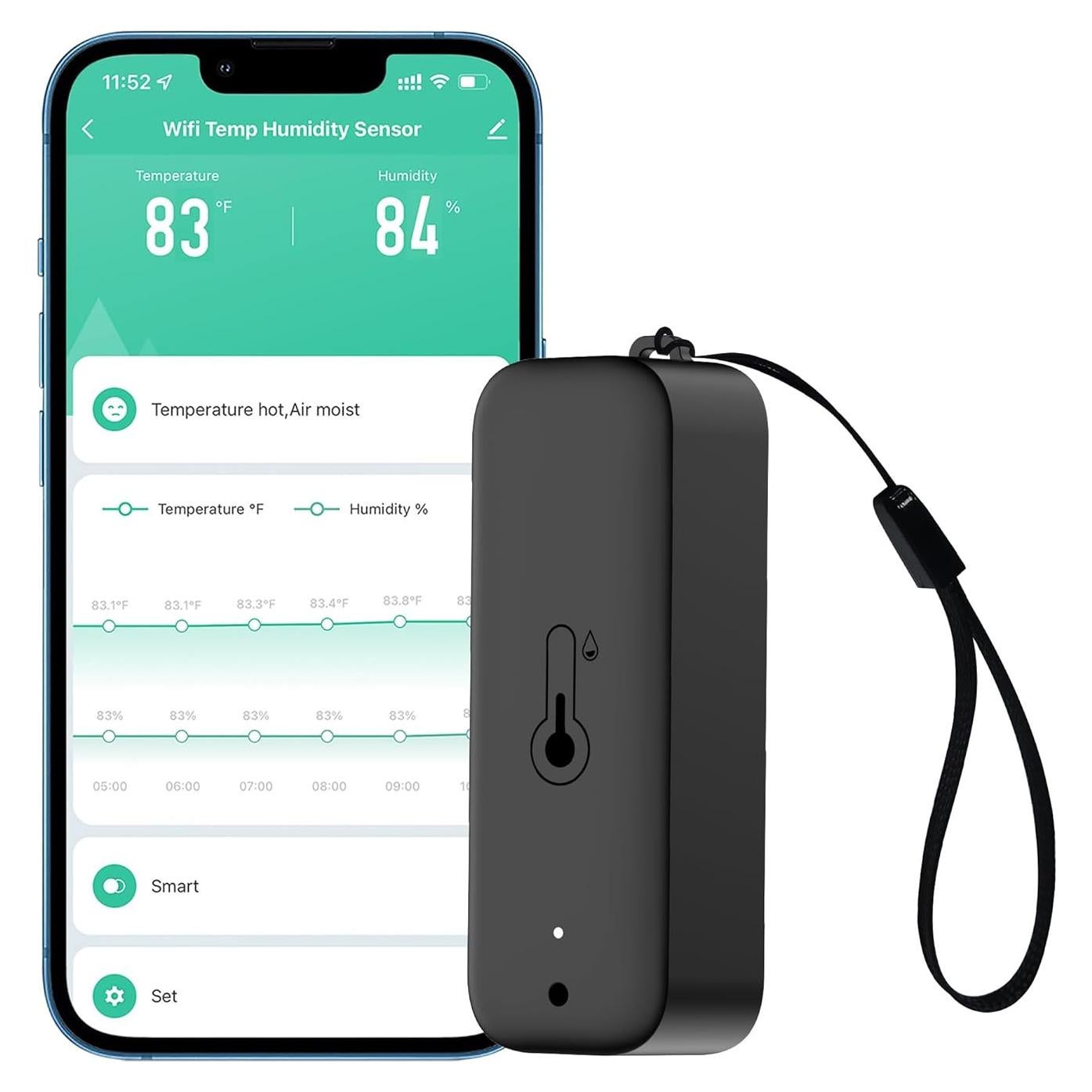 Termómetro Higrómetro WiFi Gaoducash Negro con Alerta App