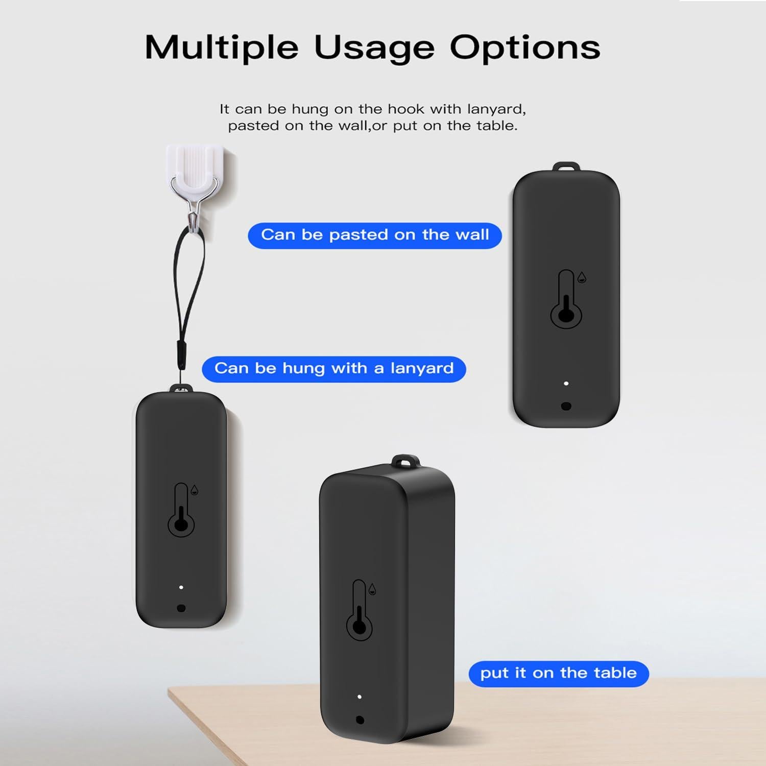 Termómetro Higrómetro WiFi Gaoducash Negro con Alerta App