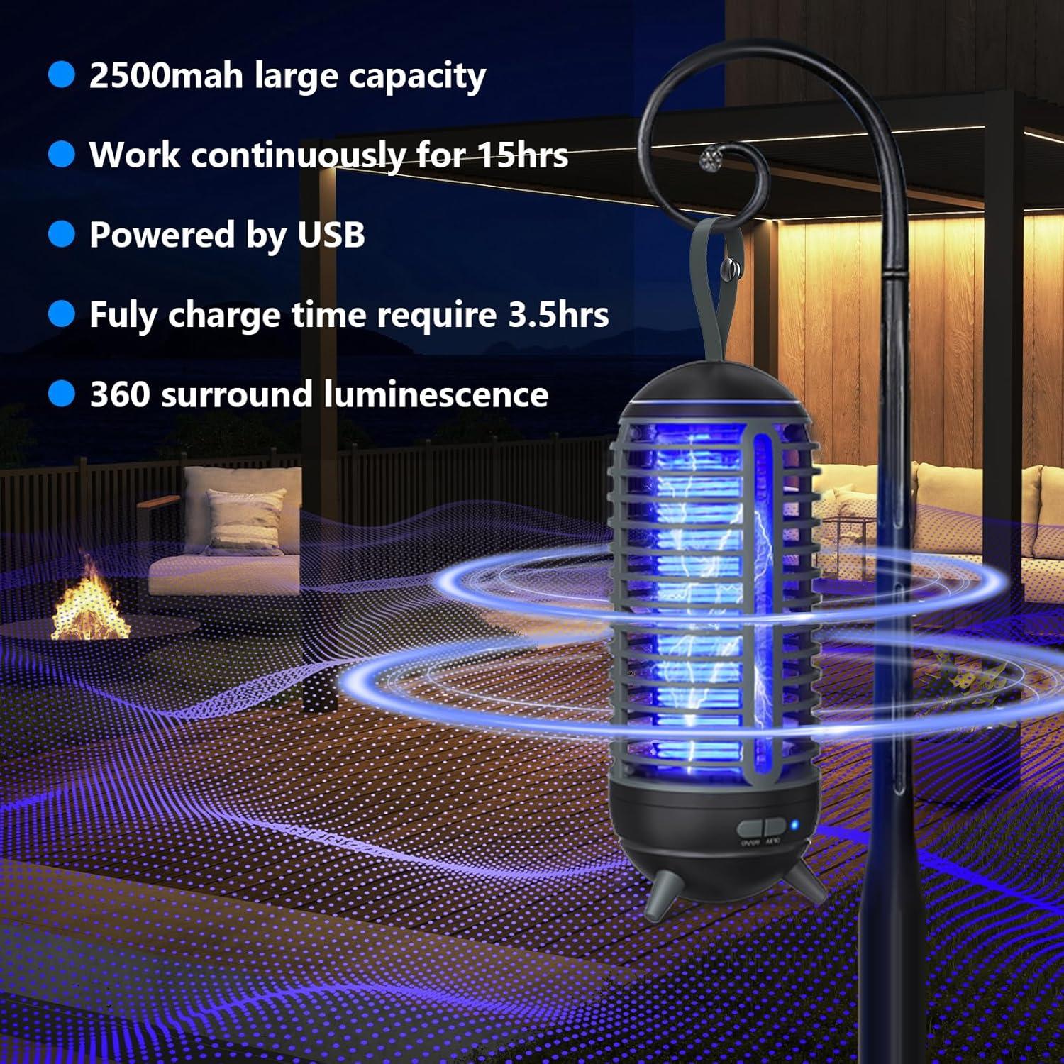 Lámpara Asesina de Mosquitos JUSENWDSL 2 en 1 Recargable 2500mAh