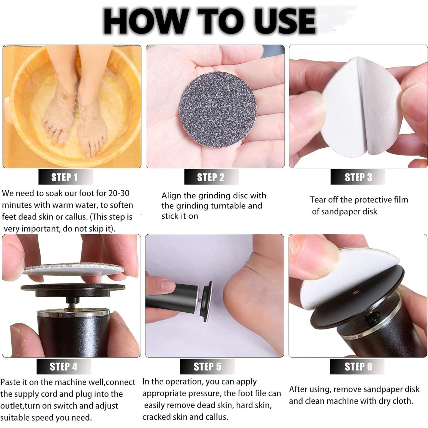 Lijadora de pies eléctrica LVSENLIN con 60 discos de lija