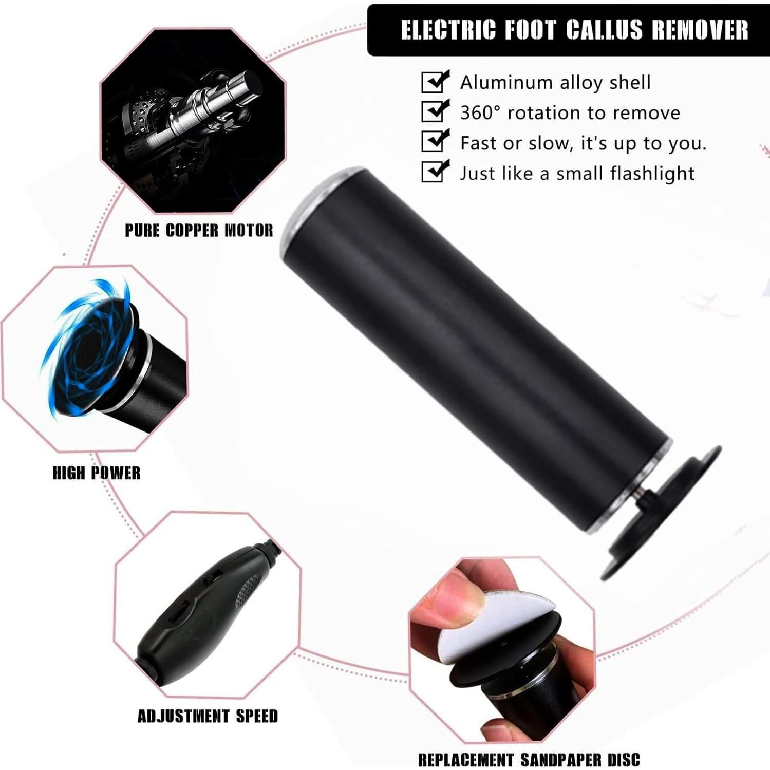 Lijadora de pies eléctrica LVSENLIN con 60 discos de lija