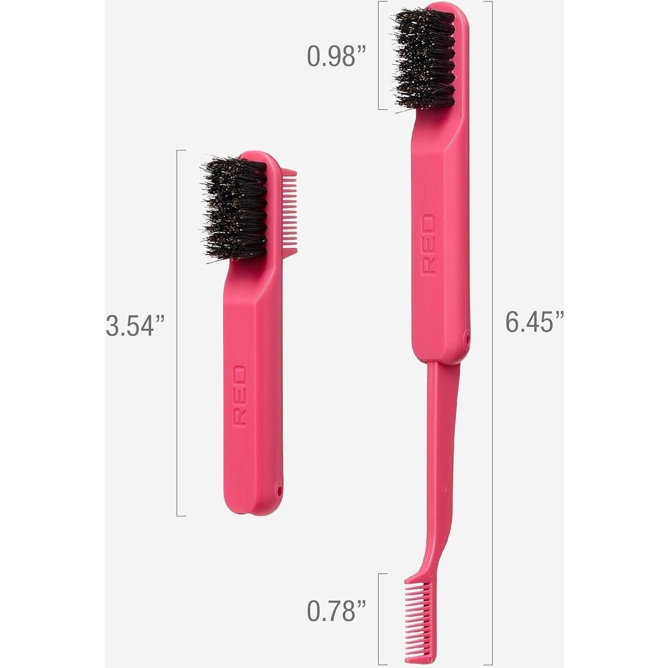 Peine Plegable y Cepillo de Bordes Red by Kiss Rosa 2-en-1