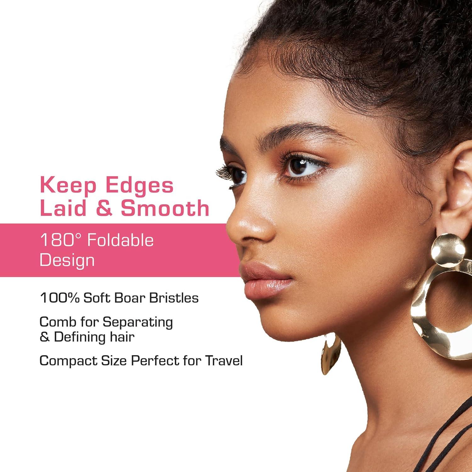 Peine Plegable y Cepillo de Bordes Red by Kiss Rosa 2-en-1