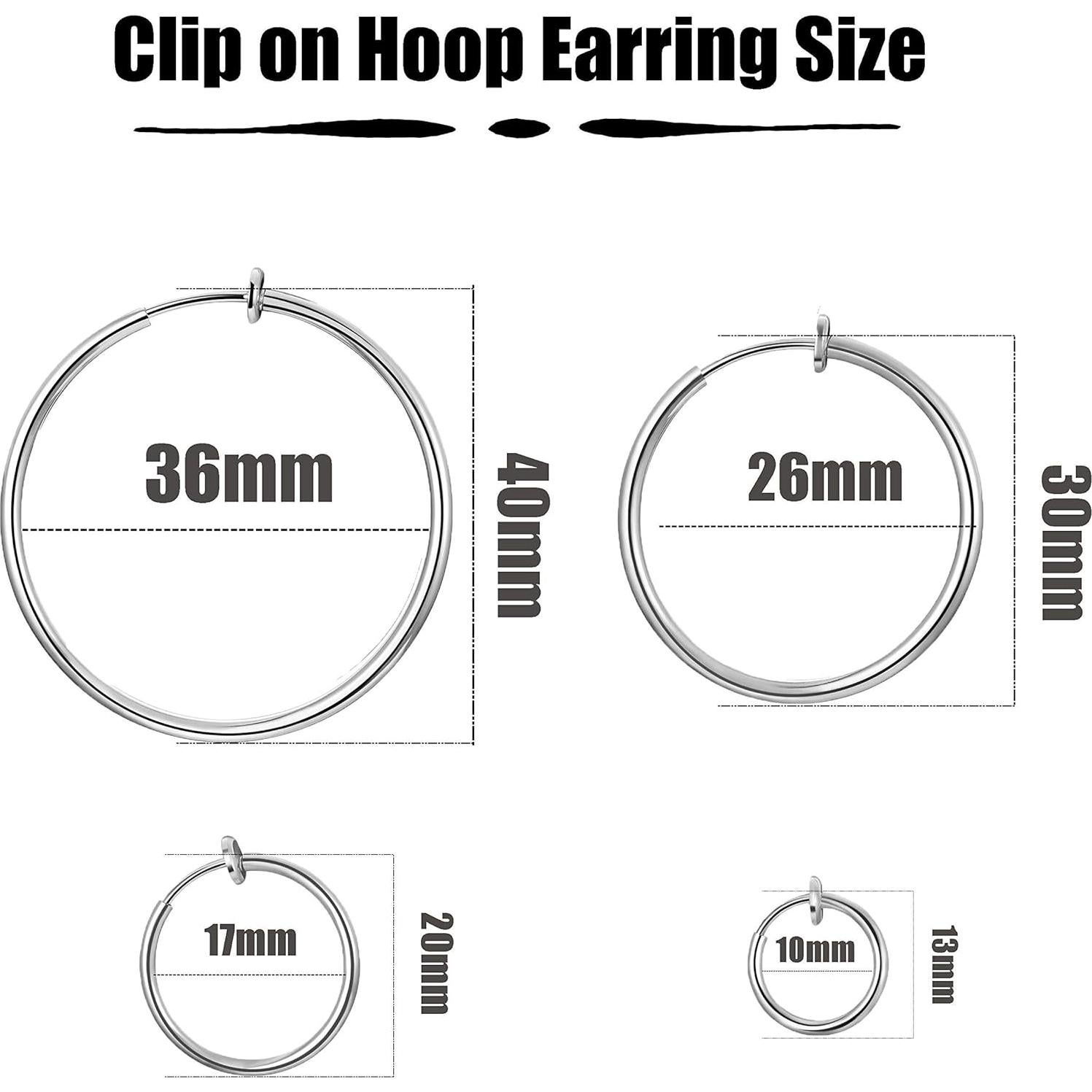 Juego de Aretes de Aro Clip On CATSHELLBOTEL Acero Inoxidable 4 Pares