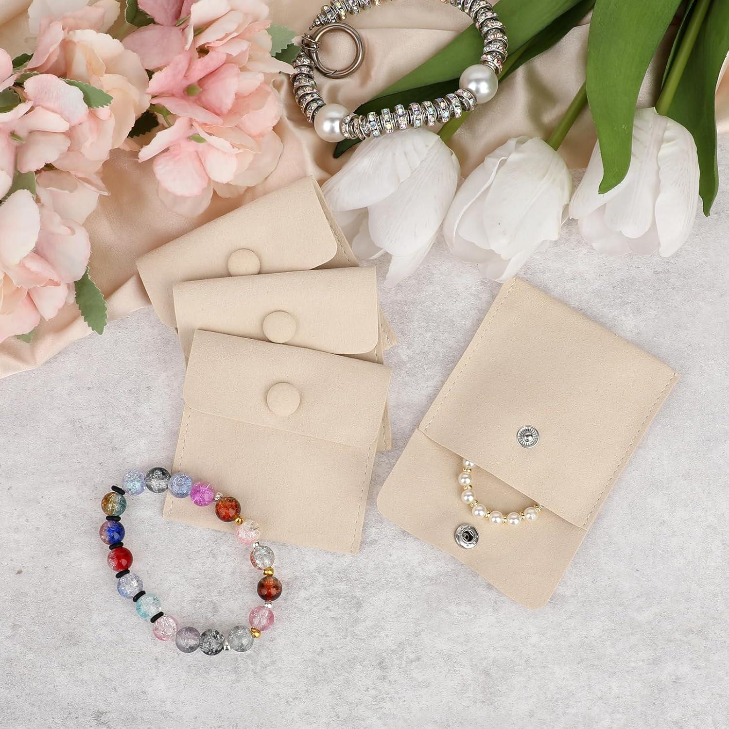 Bolsas de Joyería de Viaje Molain, 12 Piezas Microfibra Beige