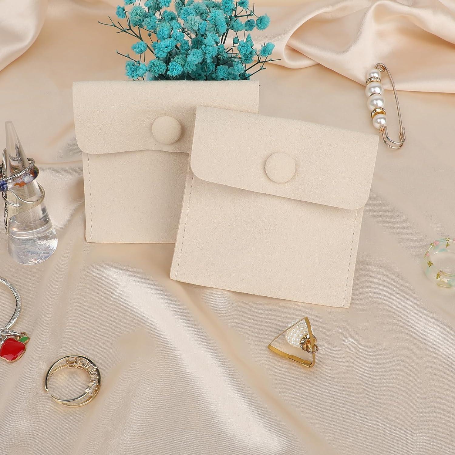 Bolsas de Joyería de Viaje Molain, 12 Piezas Microfibra Beige