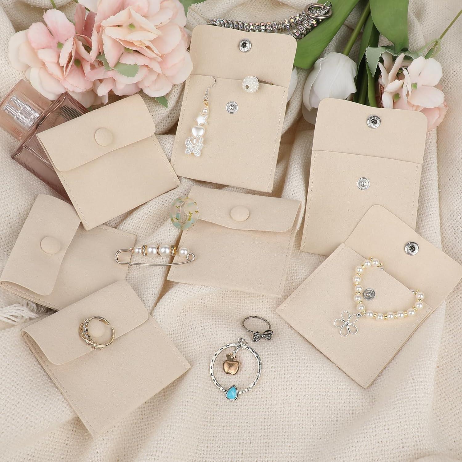 Bolsas de Joyería de Viaje Molain, 12 Piezas Microfibra Beige