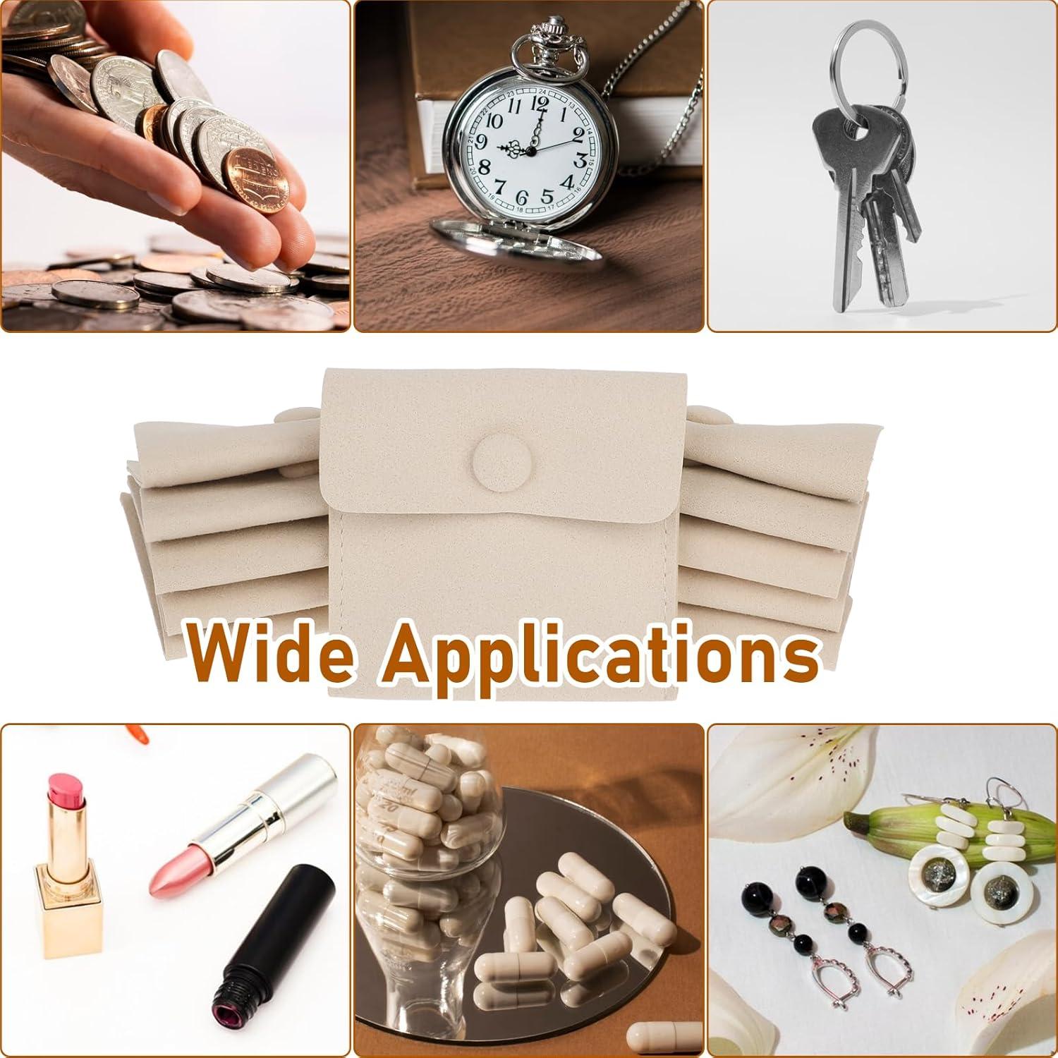 Bolsas de Joyería de Viaje Molain, 12 Piezas Microfibra Beige