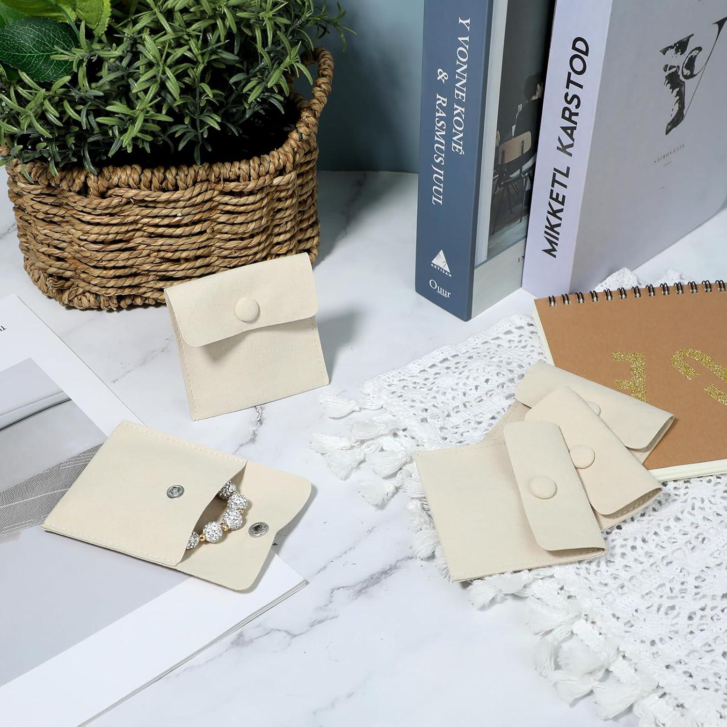 Bolsas de Joyería de Viaje Molain, 12 Piezas Microfibra Beige