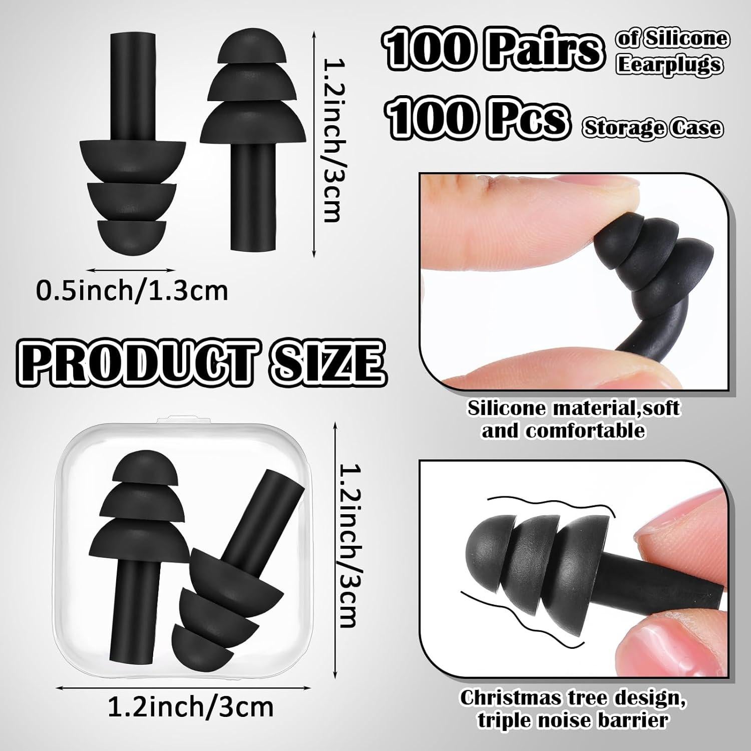 Tapones para Oídos TrelaCo 100 Pares Silicona NRR 29dB