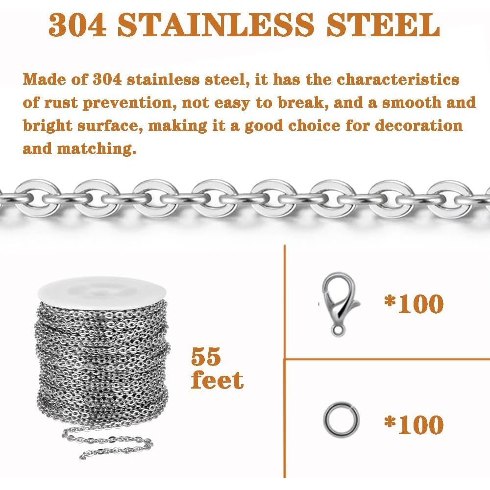 Cadena de Enlace de 16.76m YZDTECH Acero Inoxidable Plata