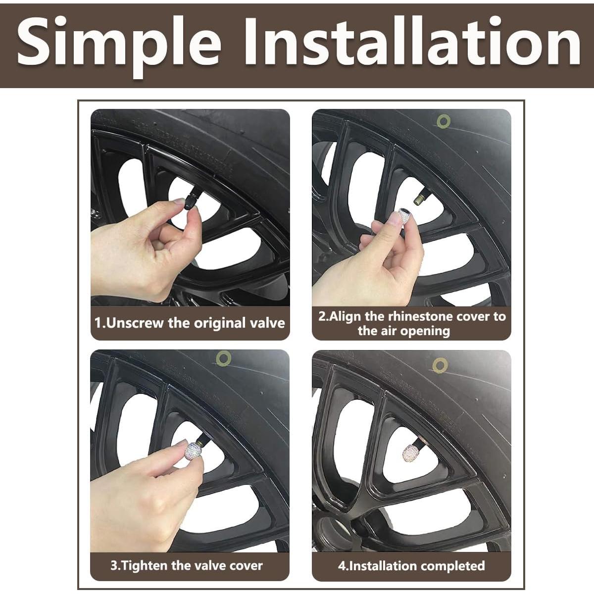 Tapa de Válvula de Neumático Ziciner Brillante 4 Piezas