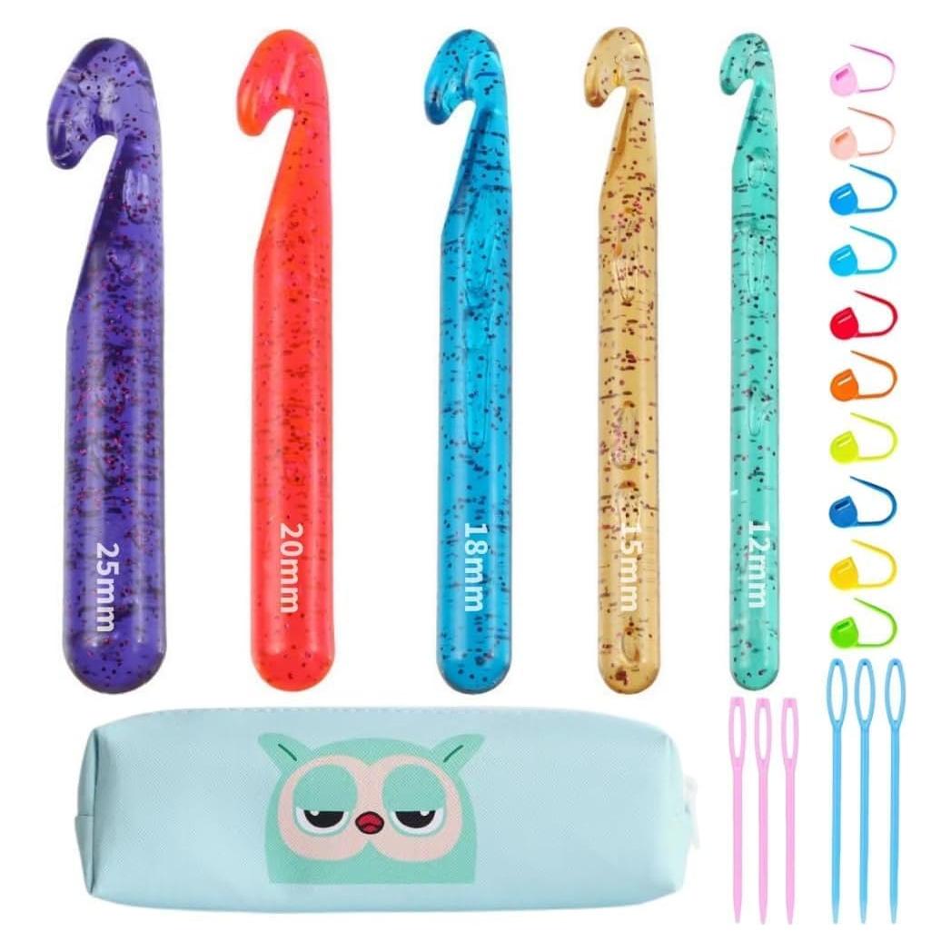 Juego de Ganchos de Crochet Grandes Cdrompy 12-25mm 22pcs