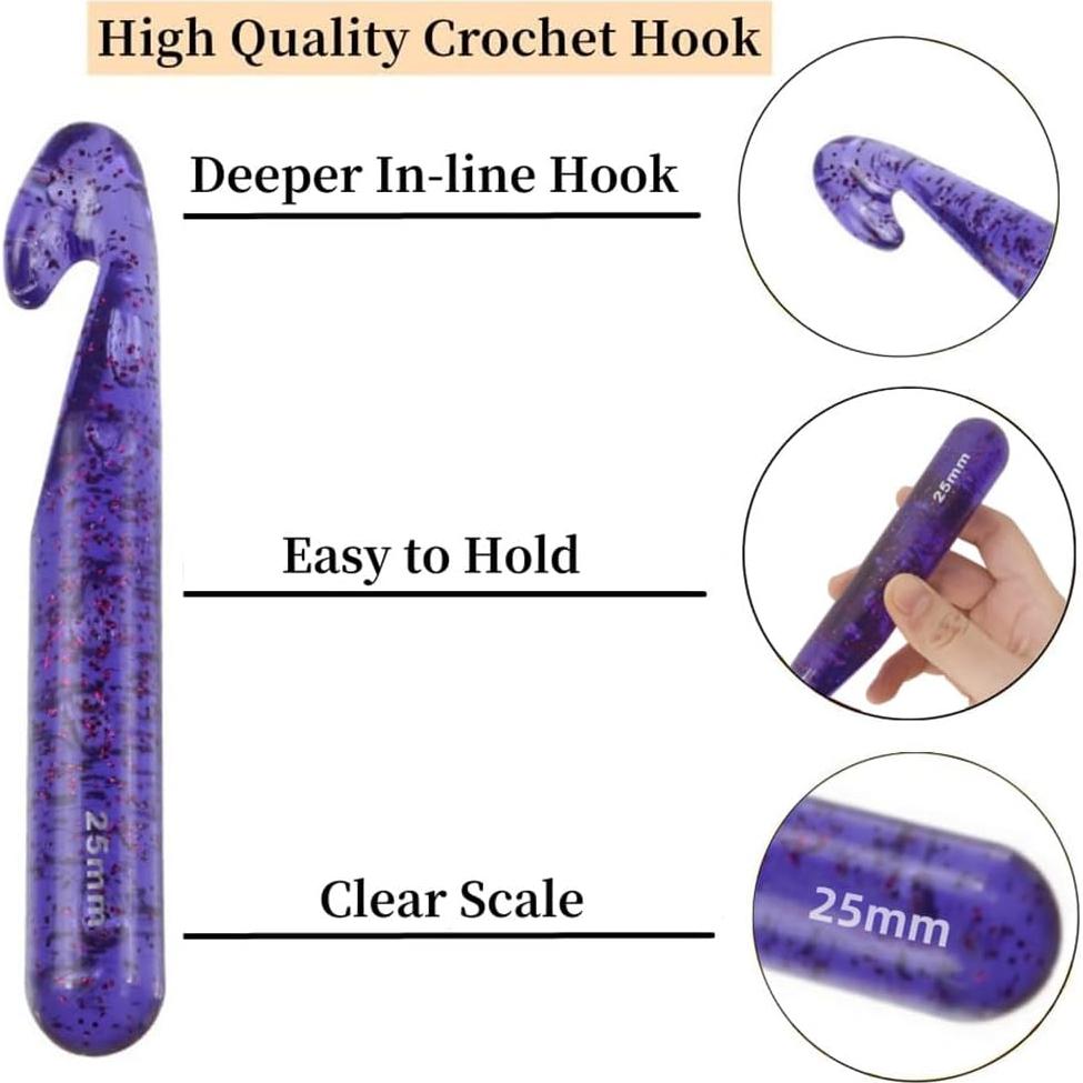 Juego de Ganchos de Crochet Grandes Cdrompy 12-25mm 22pcs