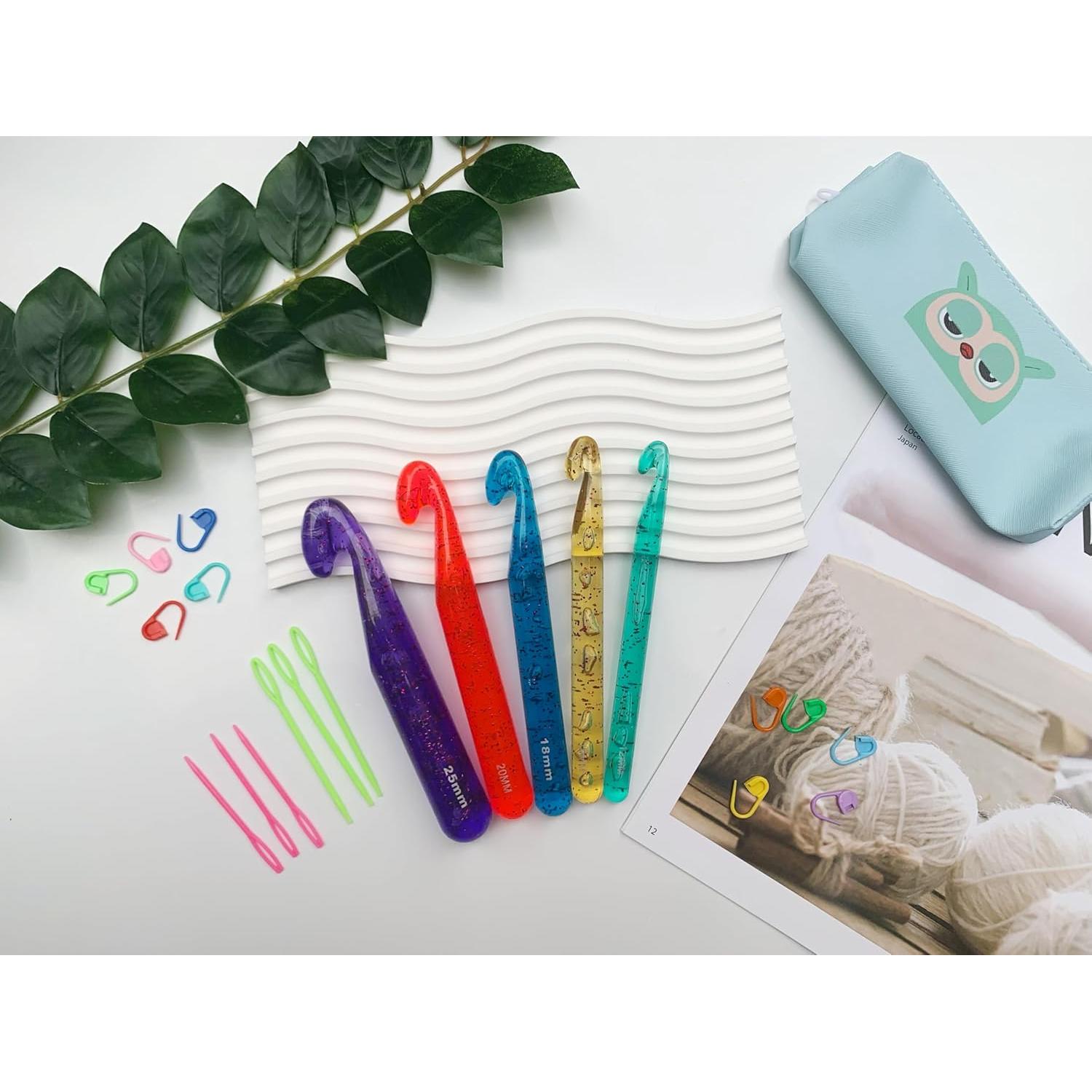 Juego de Ganchos de Crochet Grandes Cdrompy 12-25mm 22pcs