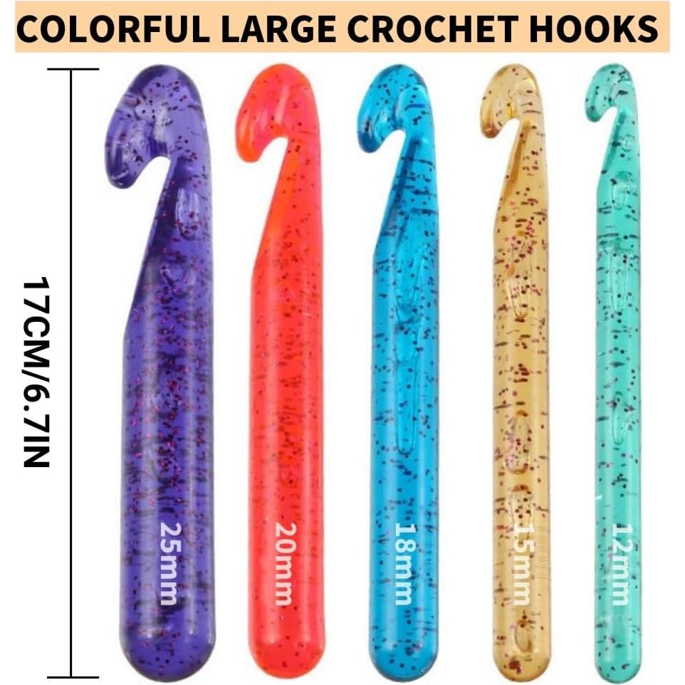 Juego de Ganchos de Crochet Grandes Cdrompy 12-25mm 22pcs