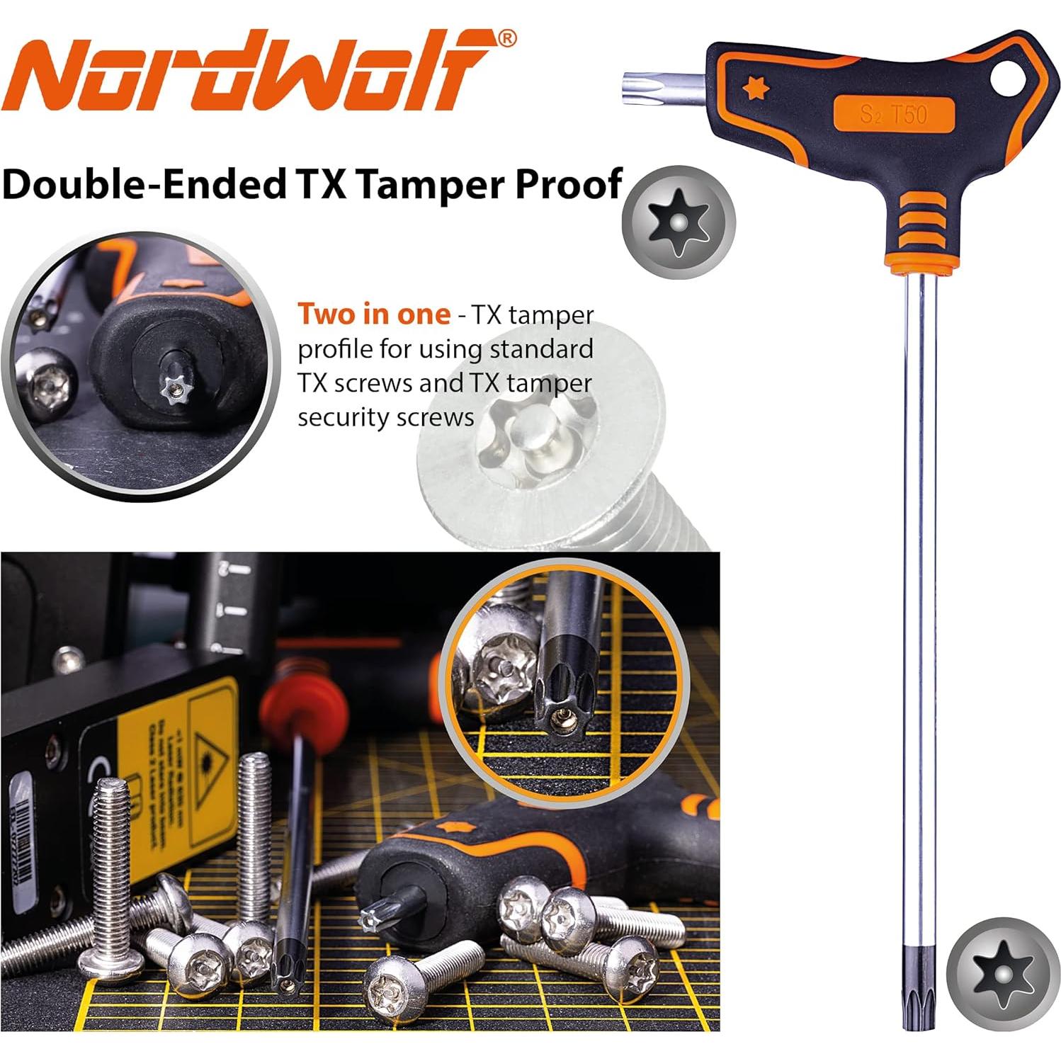 Juego de Llaves Torx T NordWolf 9 Piezas Acero S2 T10 a T50