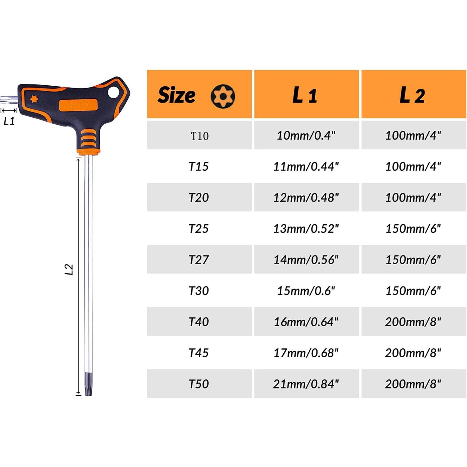 Juego de Llaves Torx T NordWolf 9 Piezas Acero S2 T10 a T50