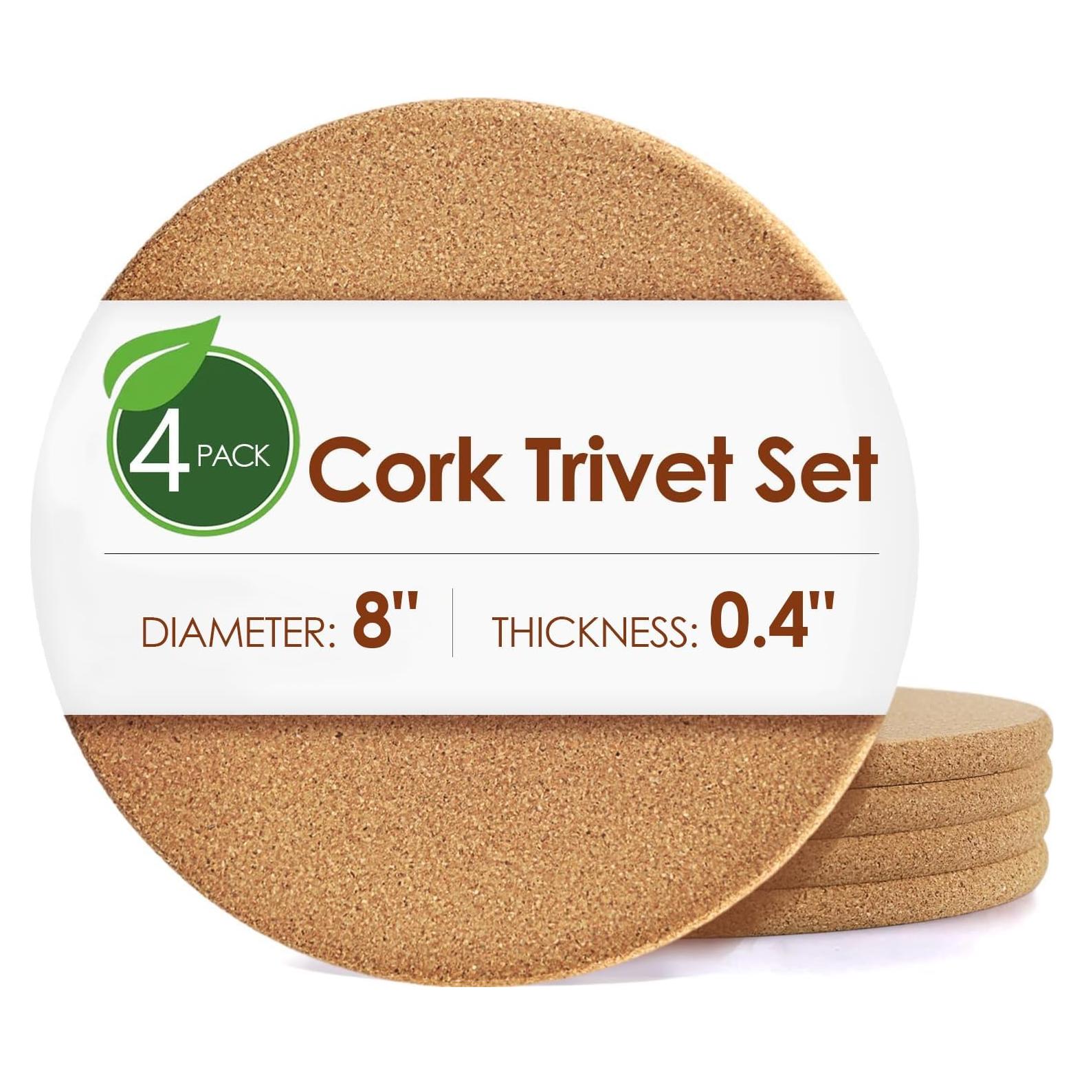 Trivets de corcho QPIX DIGITAL 8" paquete de 4 resistentes al calor
