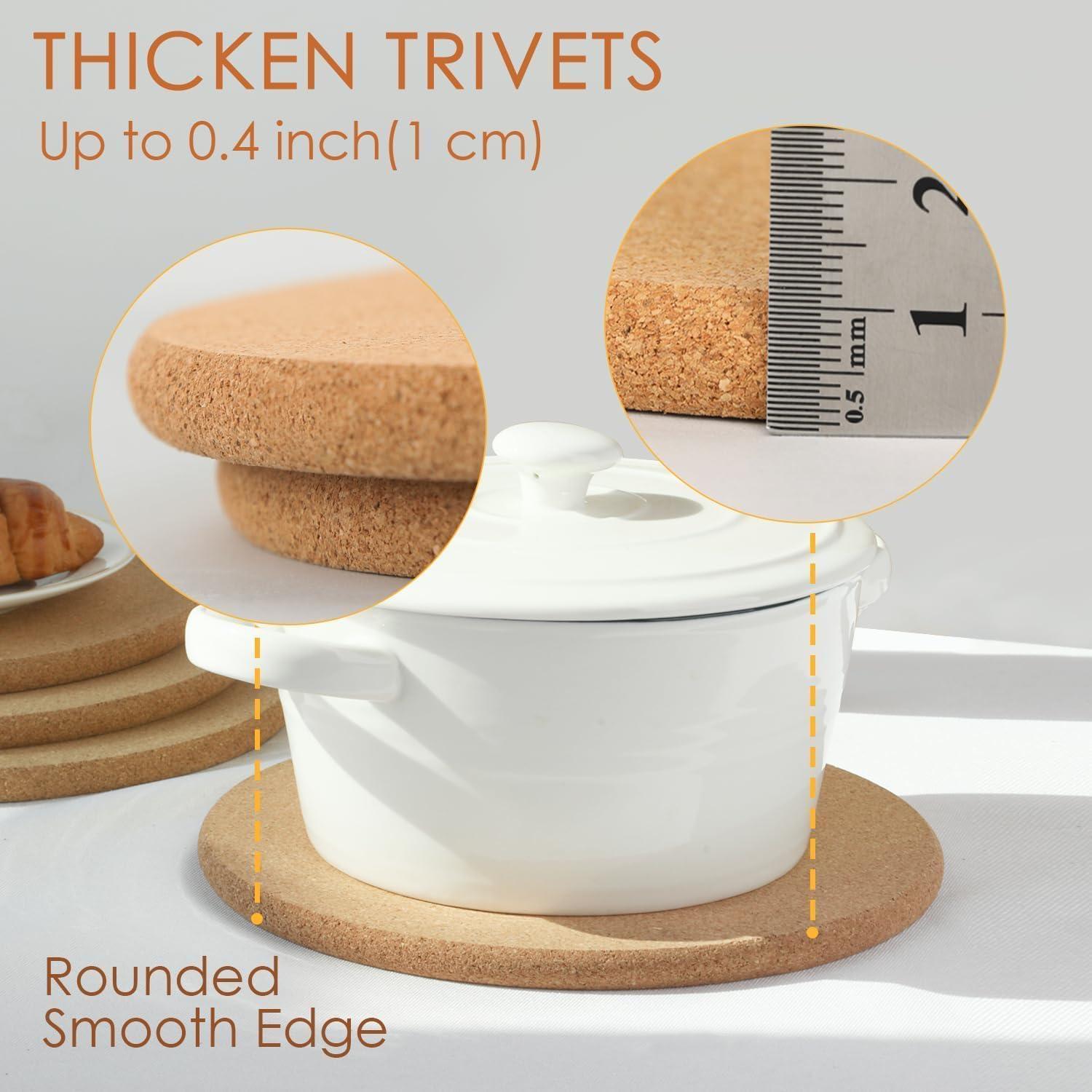 Trivets de corcho QPIX DIGITAL 8" paquete de 4 resistentes al calor