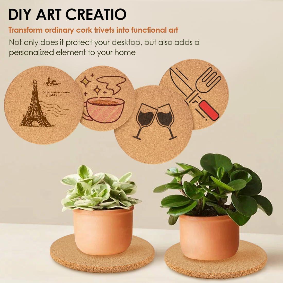 Trivets de corcho QPIX DIGITAL 8" paquete de 4 resistentes al calor