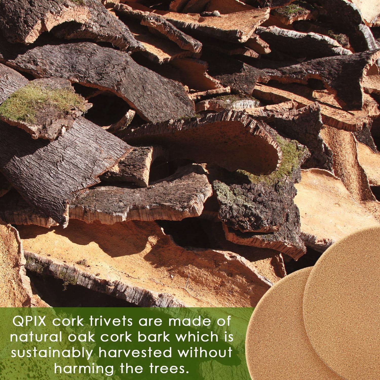 Trivets de corcho QPIX DIGITAL 8" paquete de 4 resistentes al calor