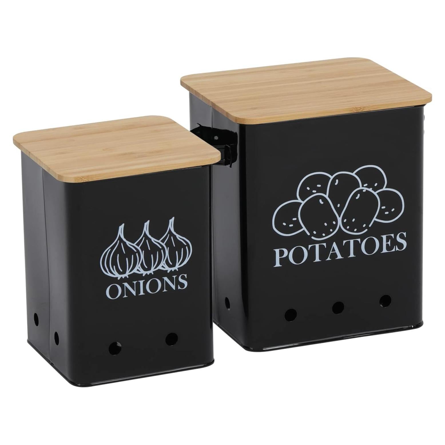 Juego de 2 Latas de Almacenamiento de Verduras Gdfjiy - Negro