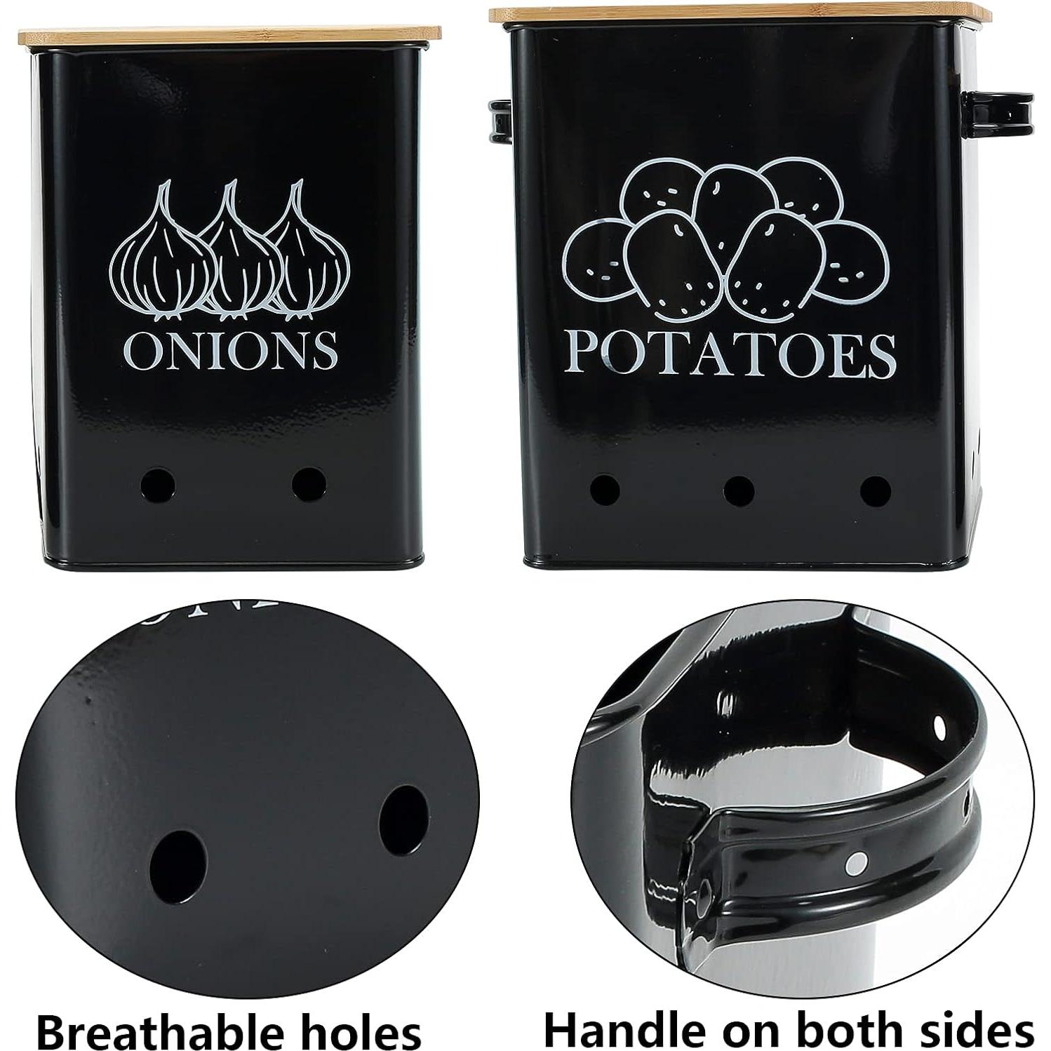 Juego de 2 Latas de Almacenamiento de Verduras Gdfjiy - Negro