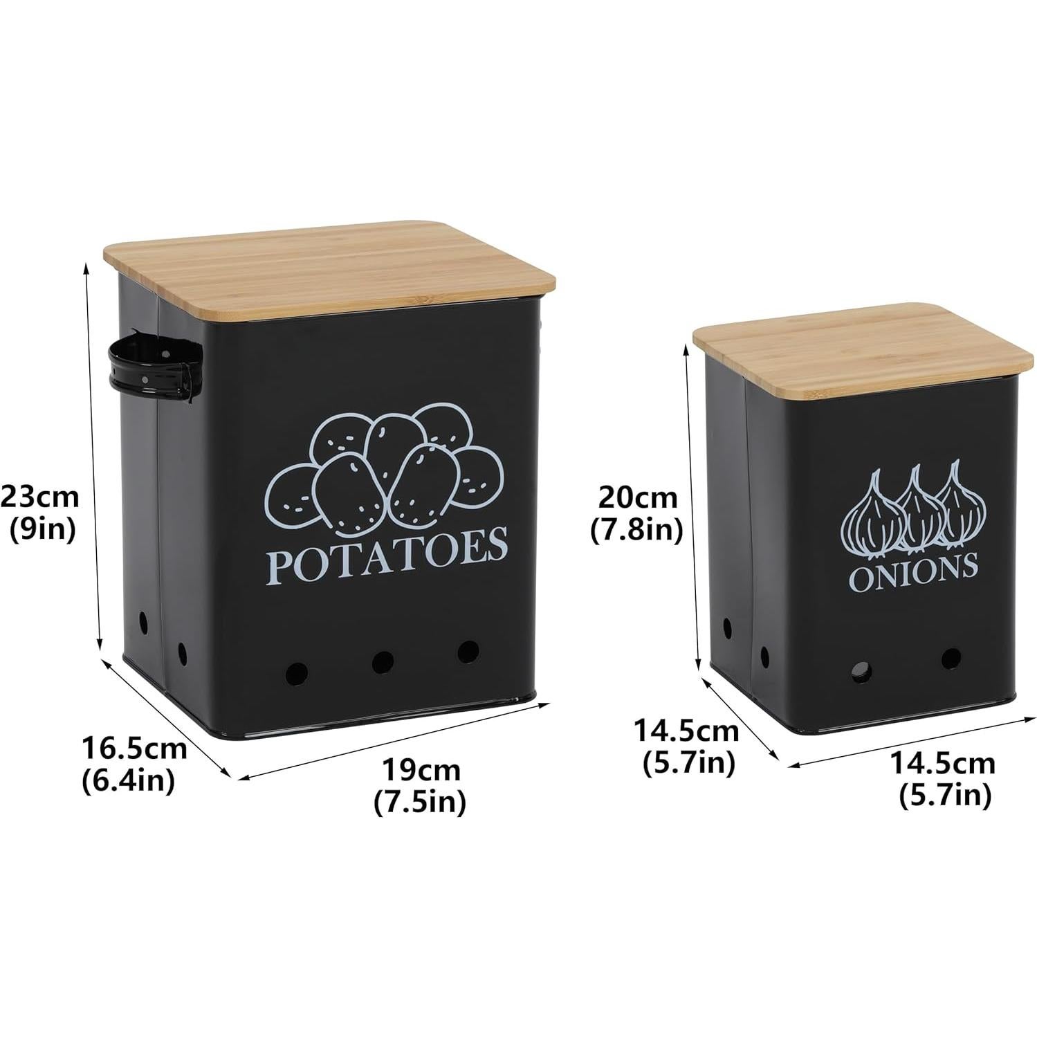 Juego de 2 Latas de Almacenamiento de Verduras Gdfjiy - Negro