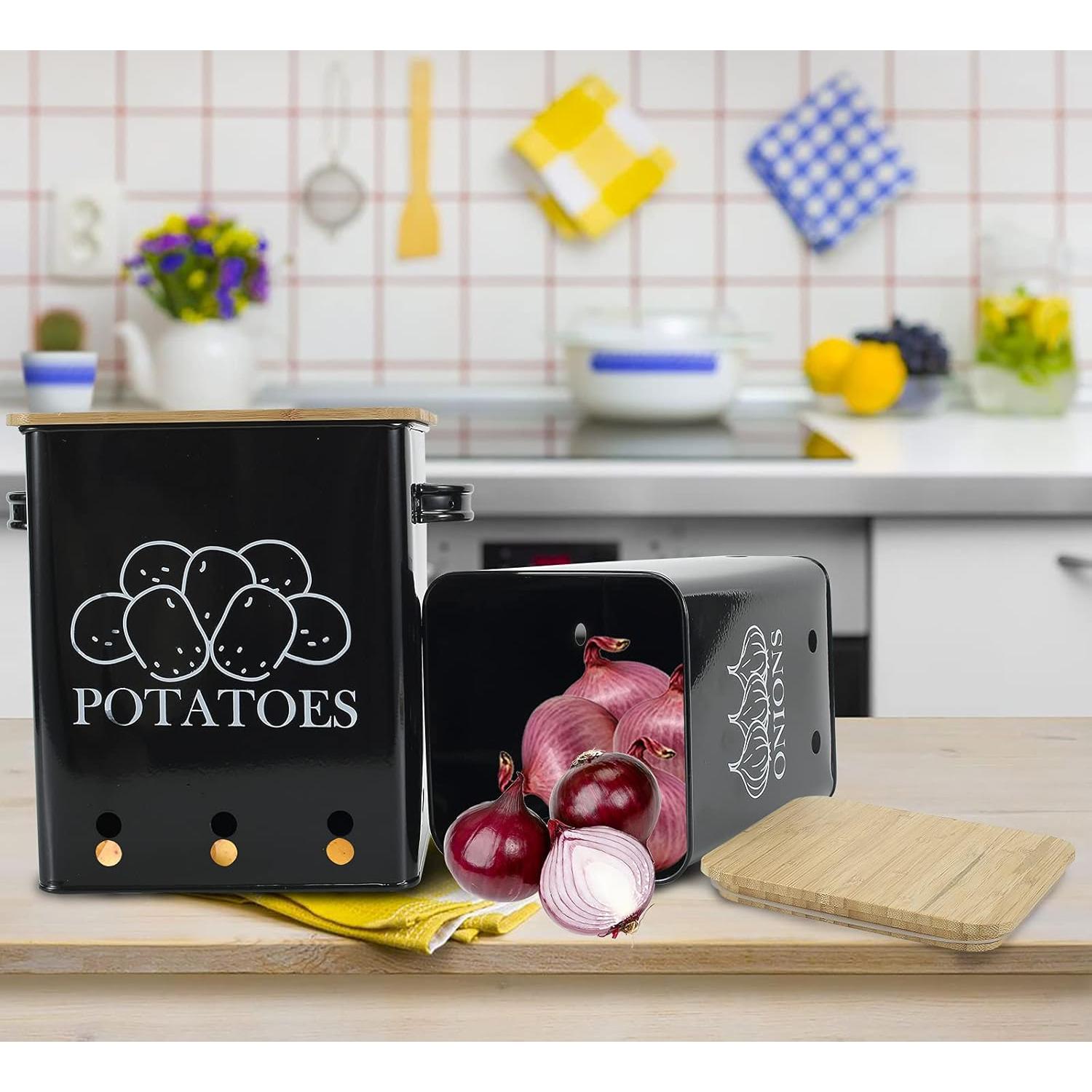 Juego de 2 Latas de Almacenamiento de Verduras Gdfjiy - Negro