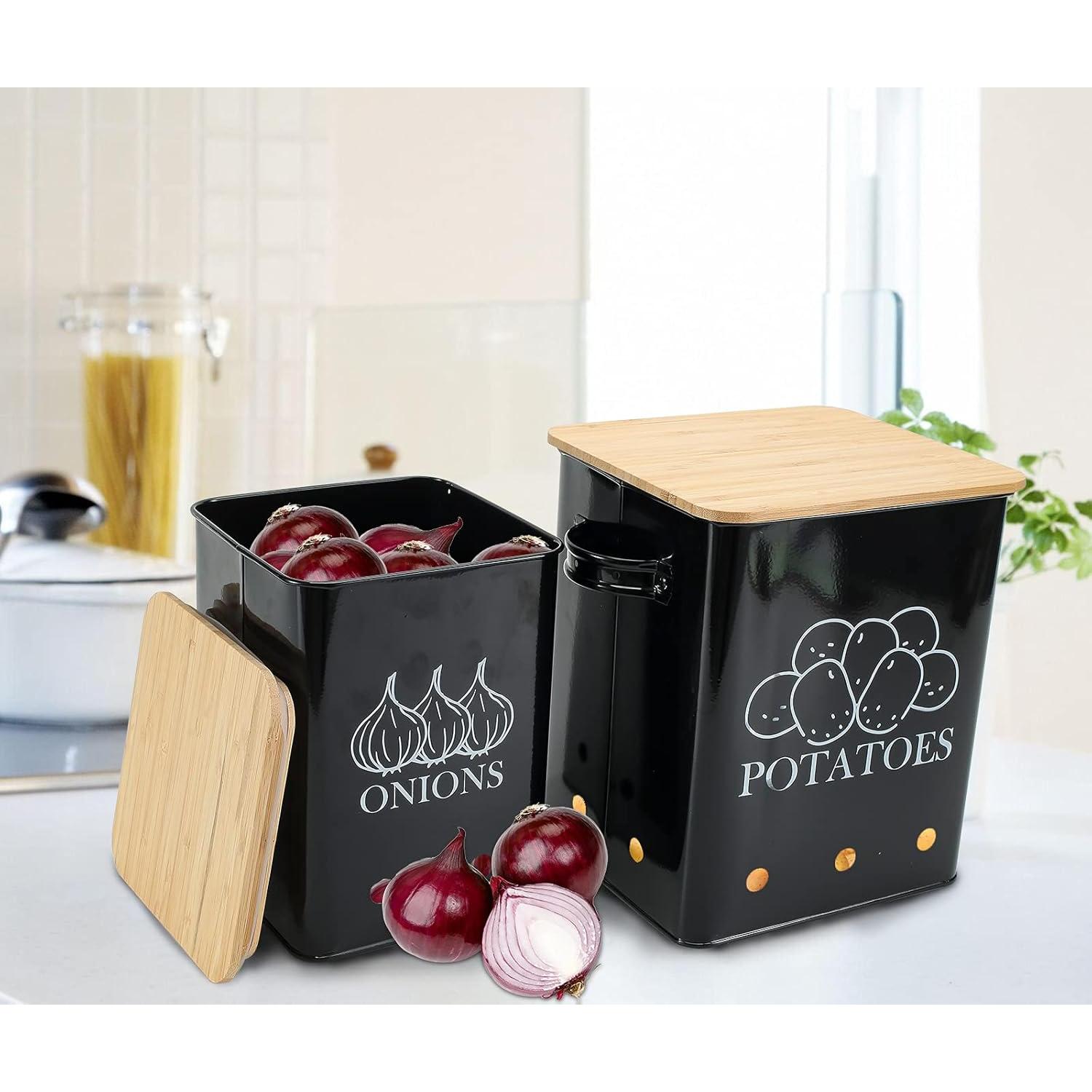 Juego de 2 Latas de Almacenamiento de Verduras Gdfjiy - Negro