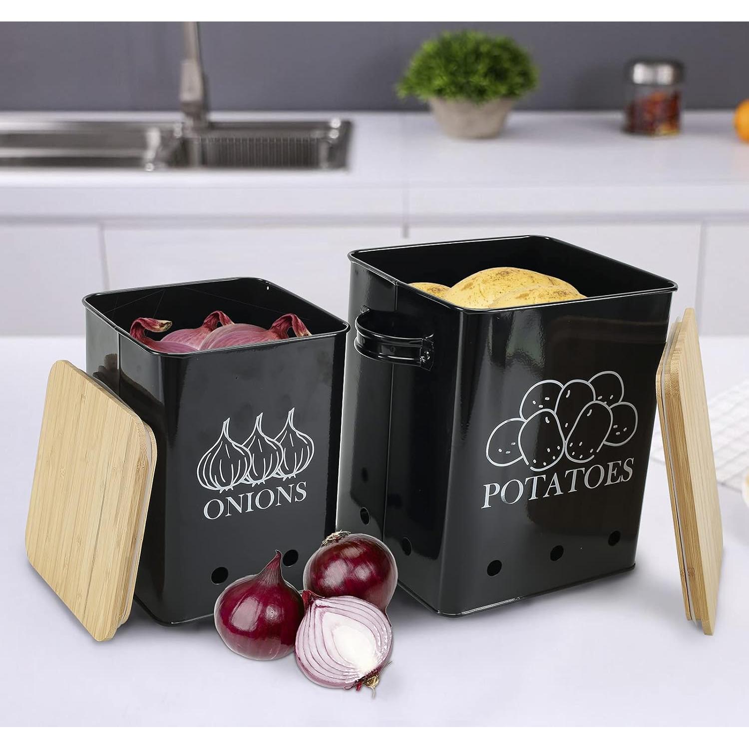 Juego de 2 Latas de Almacenamiento de Verduras Gdfjiy - Negro