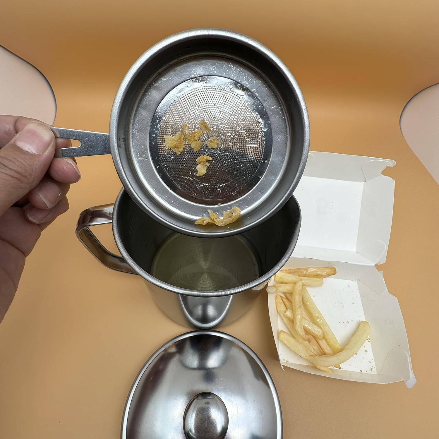 Contenedor de Grasa Acero Inoxidable HCXCQLSUY 1 Litro con Colador