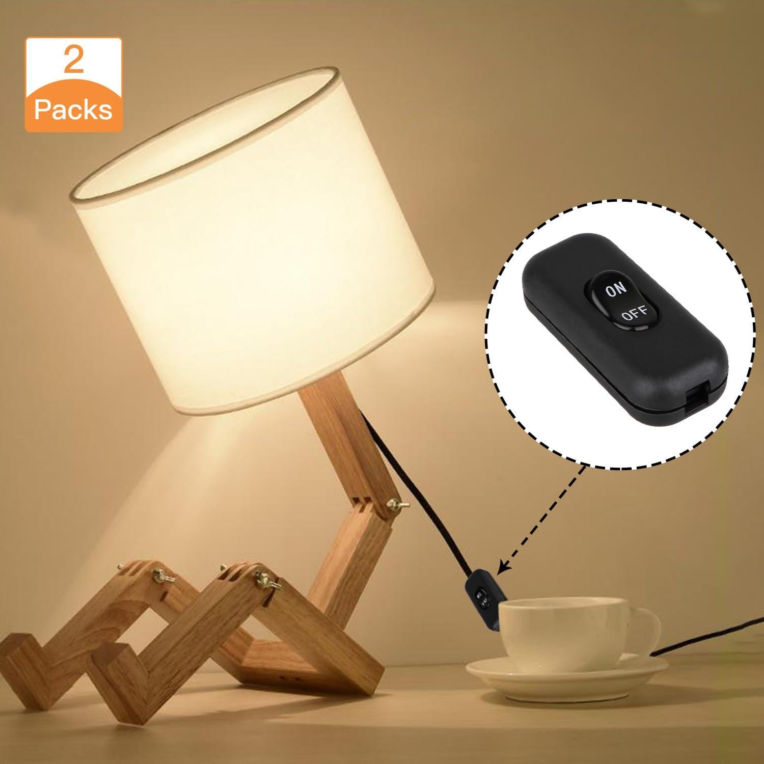 Interruptor en línea Helunsi 2 Pcs ON/OFF Negro 6A 250V