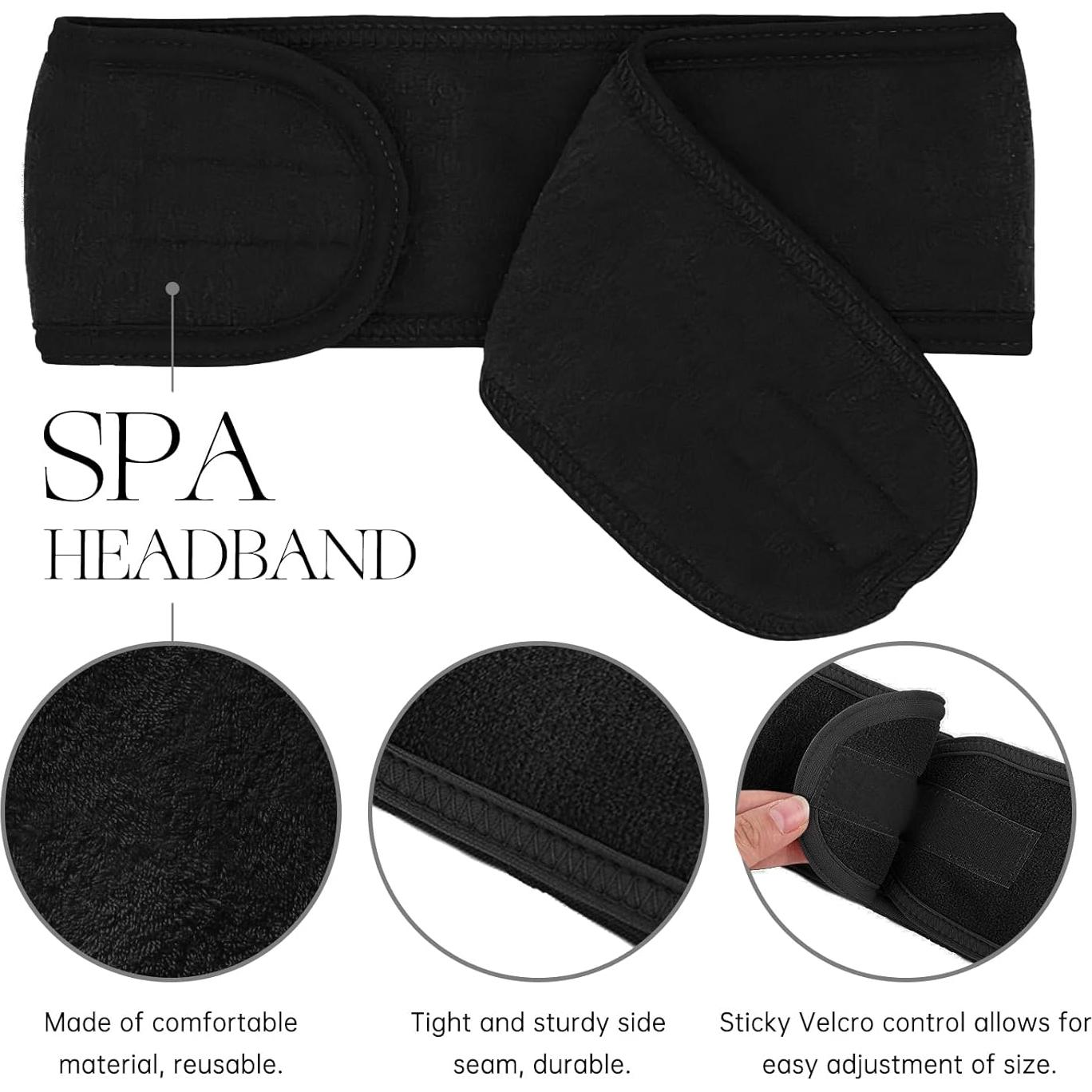 Paquete de 30 diademas de spa JACYUIG ajustables negras