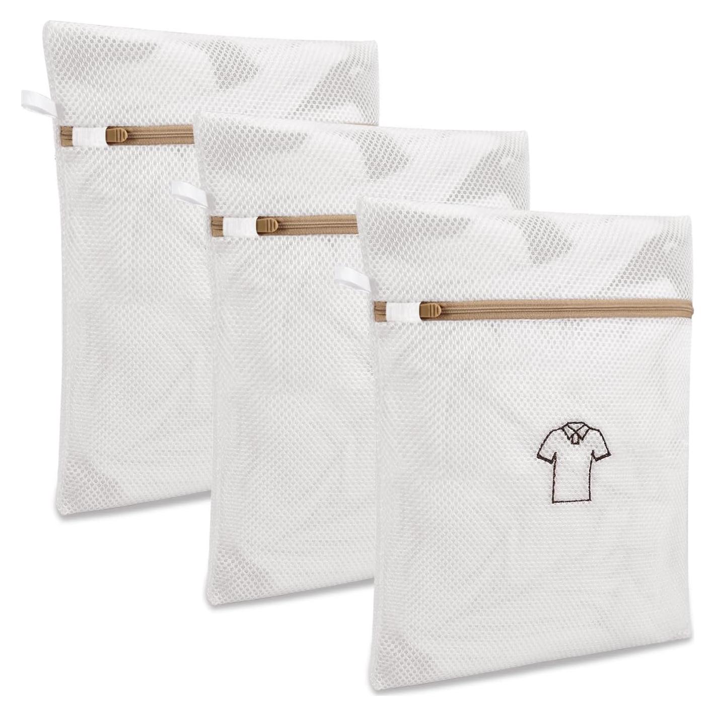 Bolsa de Lavandería Yonchic 3 Medianas Malla Cremallera Beige